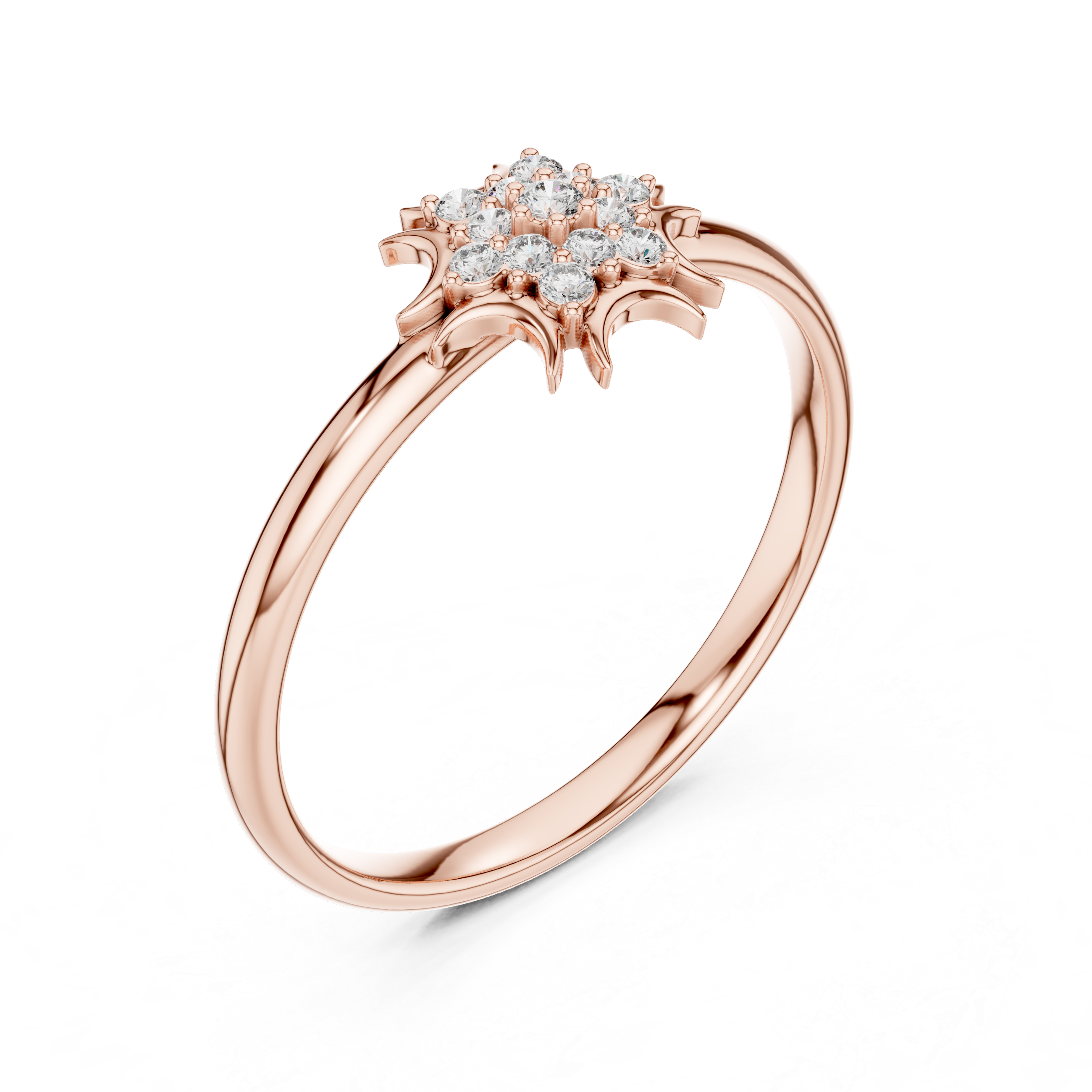Celestial Sunburst Diamond Cluster Ring – Vintage Inspired Star Halo Ring