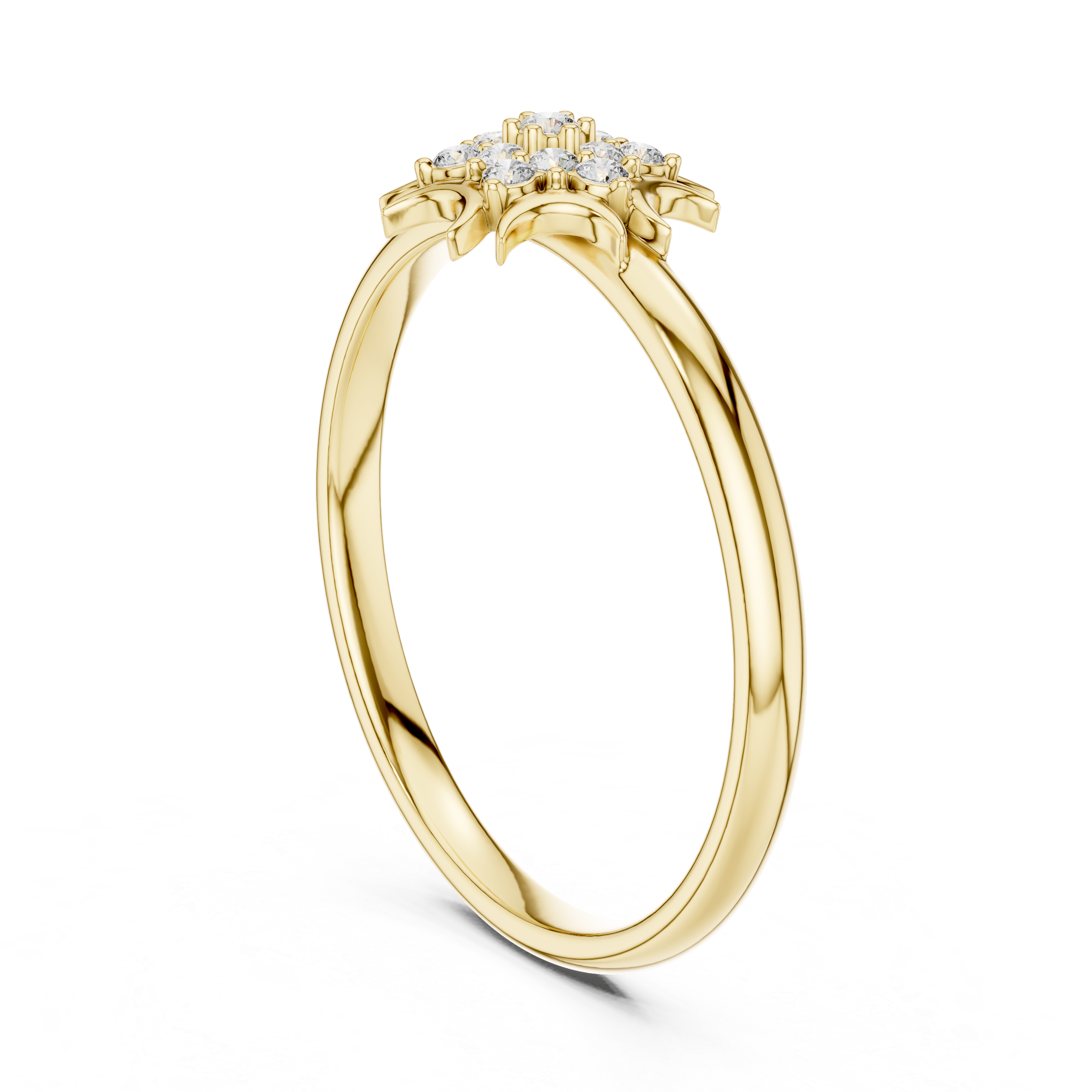 Celestial Sunburst Diamond Cluster Ring – Vintage Inspired Star Halo Ring