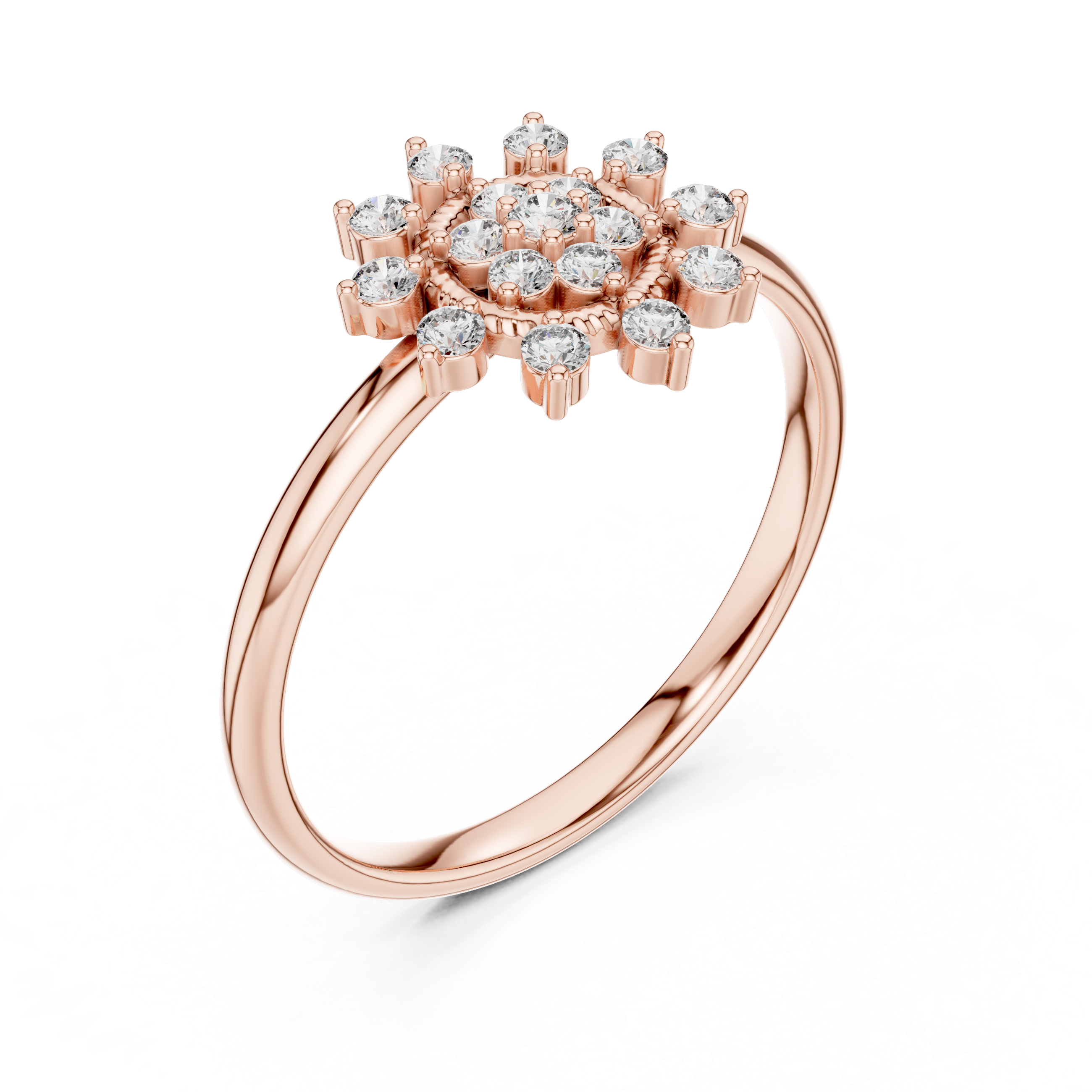 Vintage Sunburst Diamond Cluster Ring – Celestial Halo Statement Ring