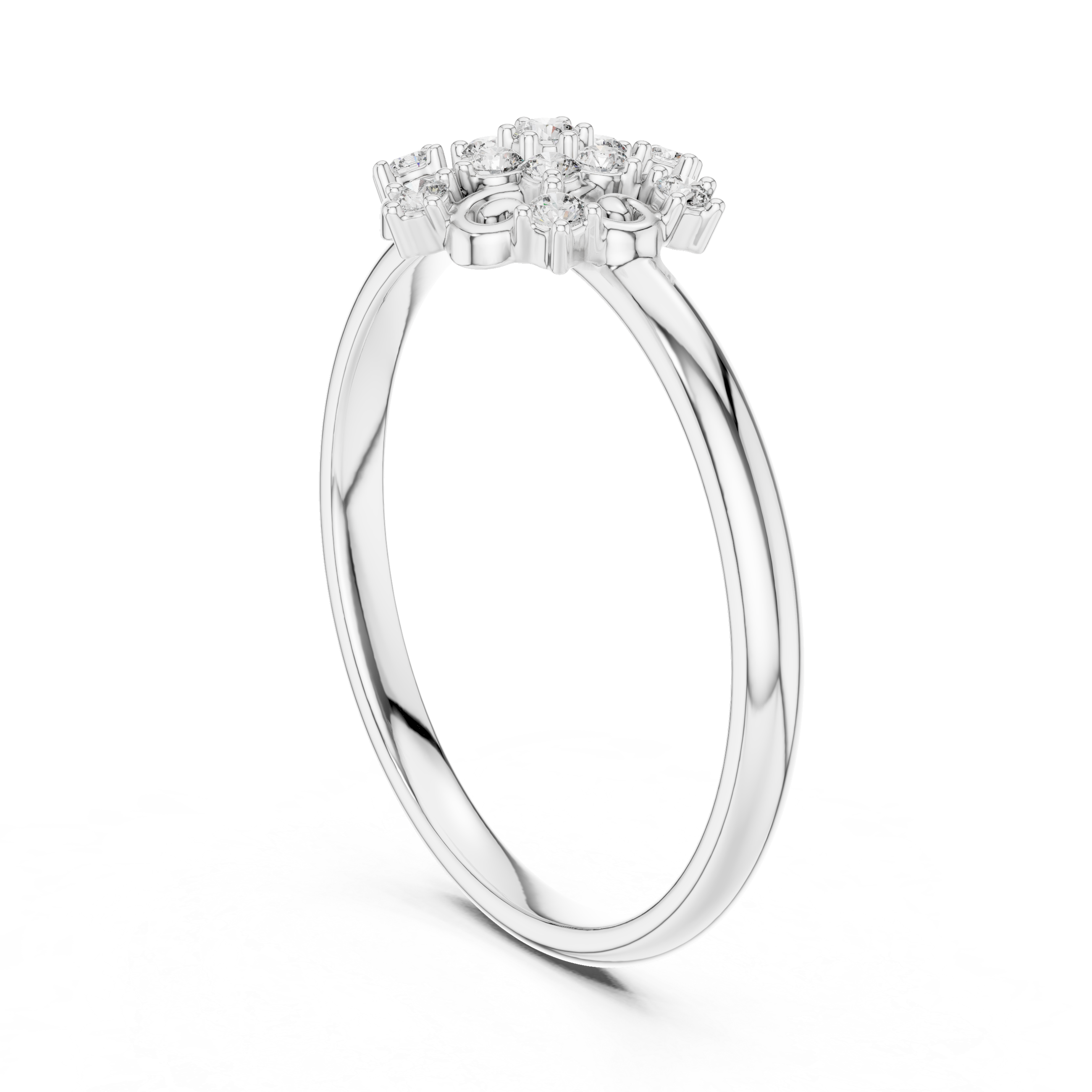 Vintage Scrollwork Diamond Cluster Ring – Floral Halo Statement Ring