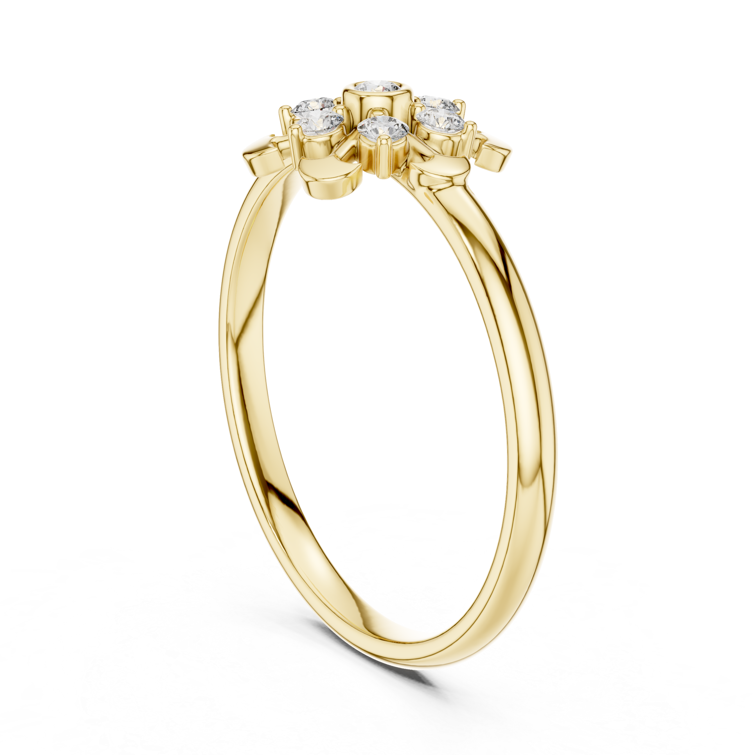 Vintage Floral Diamond Cluster Ring with Bezel Center – Art Deco Inspired Flower Ring