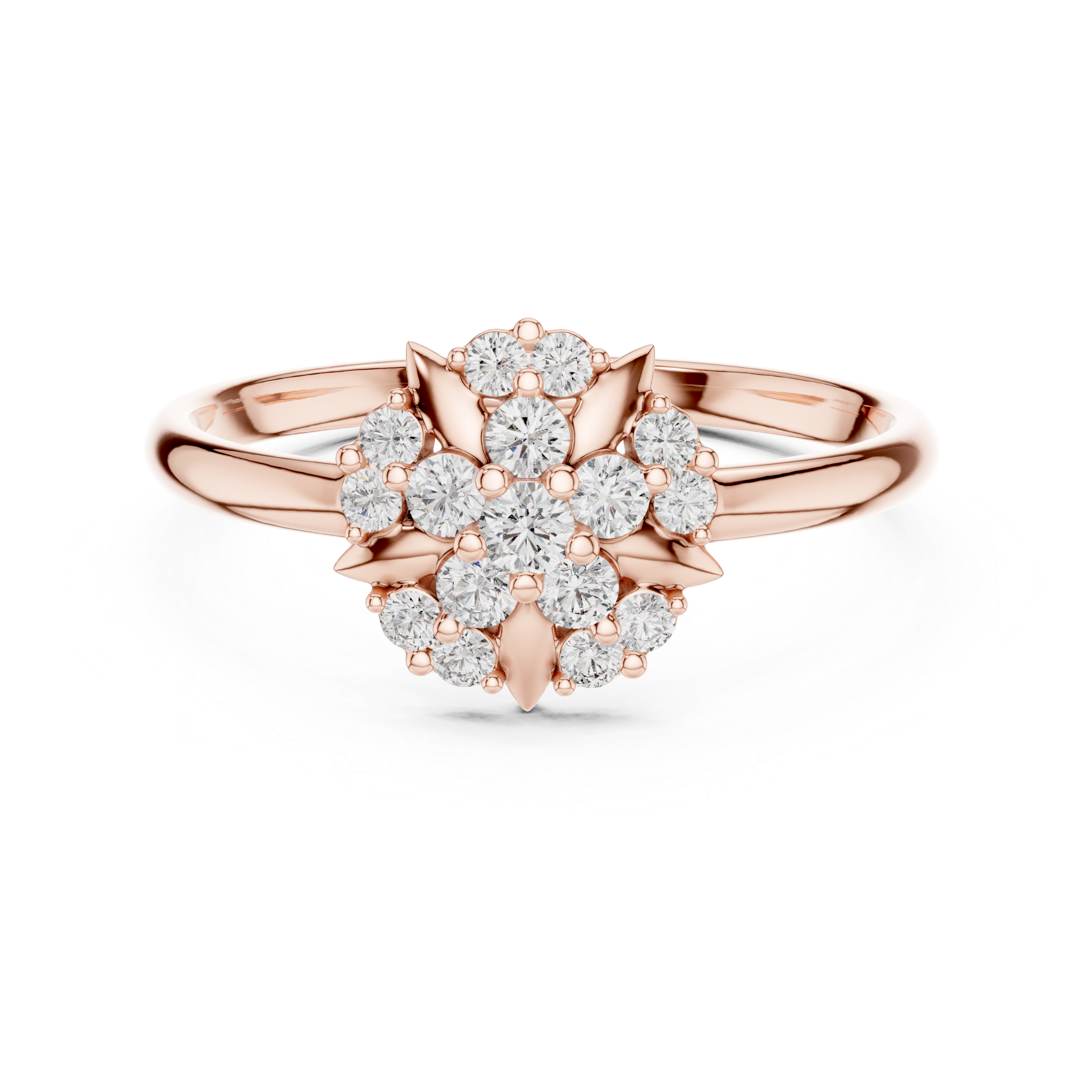 Vintage Starburst Diamond Cluster Ring – Celestial Floral Halo Ring