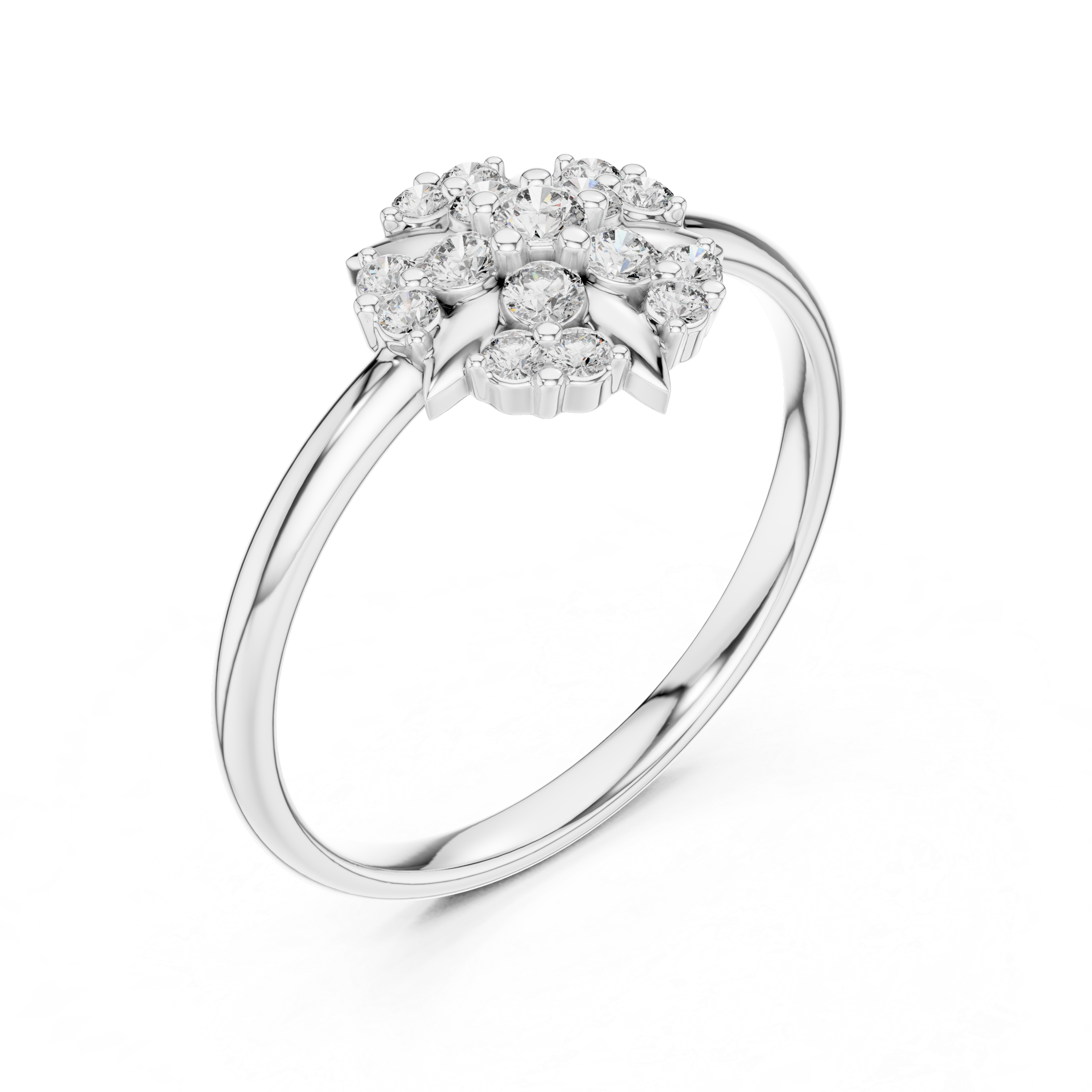 Vintage Starburst Diamond Cluster Ring – Celestial Floral Halo Ring