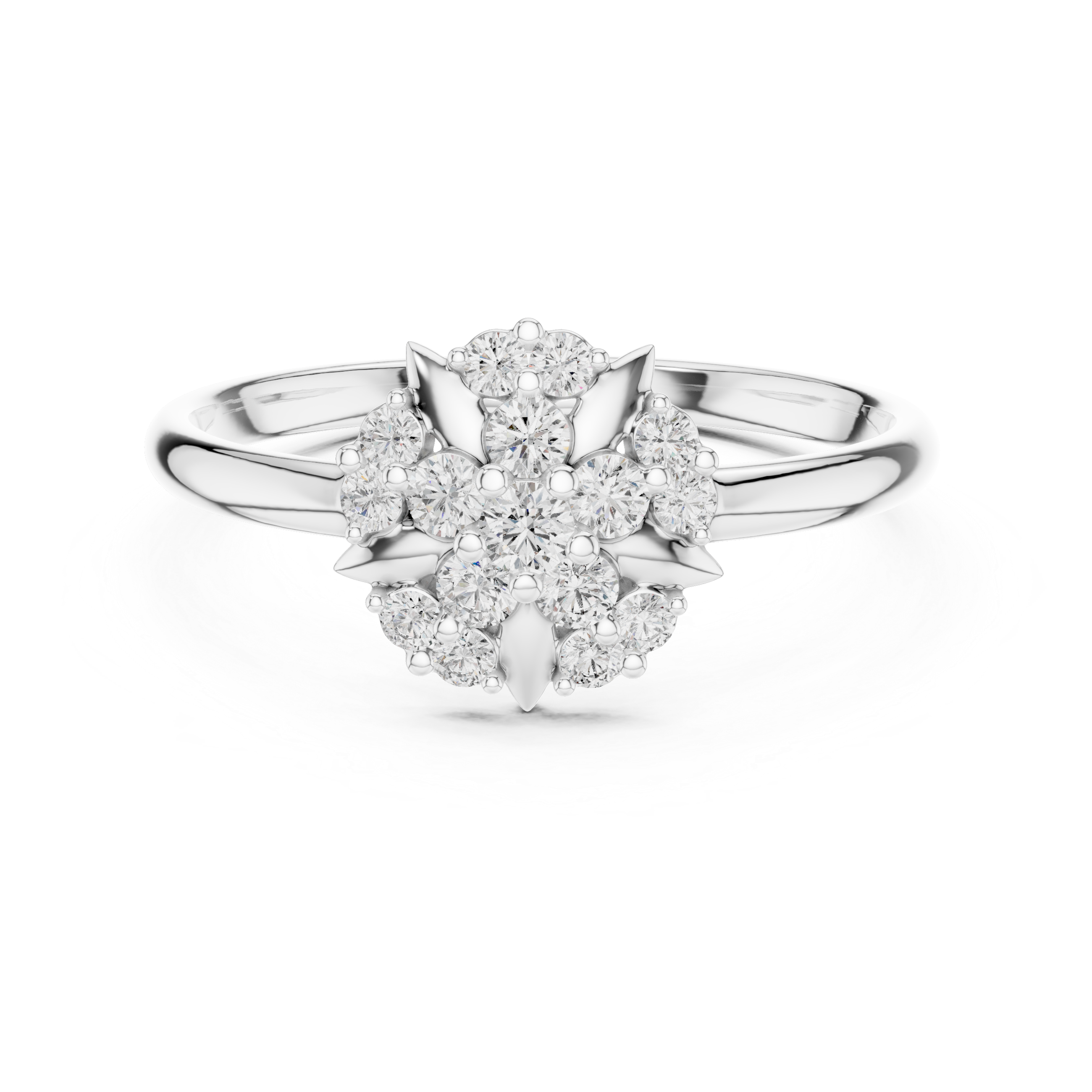 Vintage Starburst Diamond Cluster Ring – Celestial Floral Halo Ring