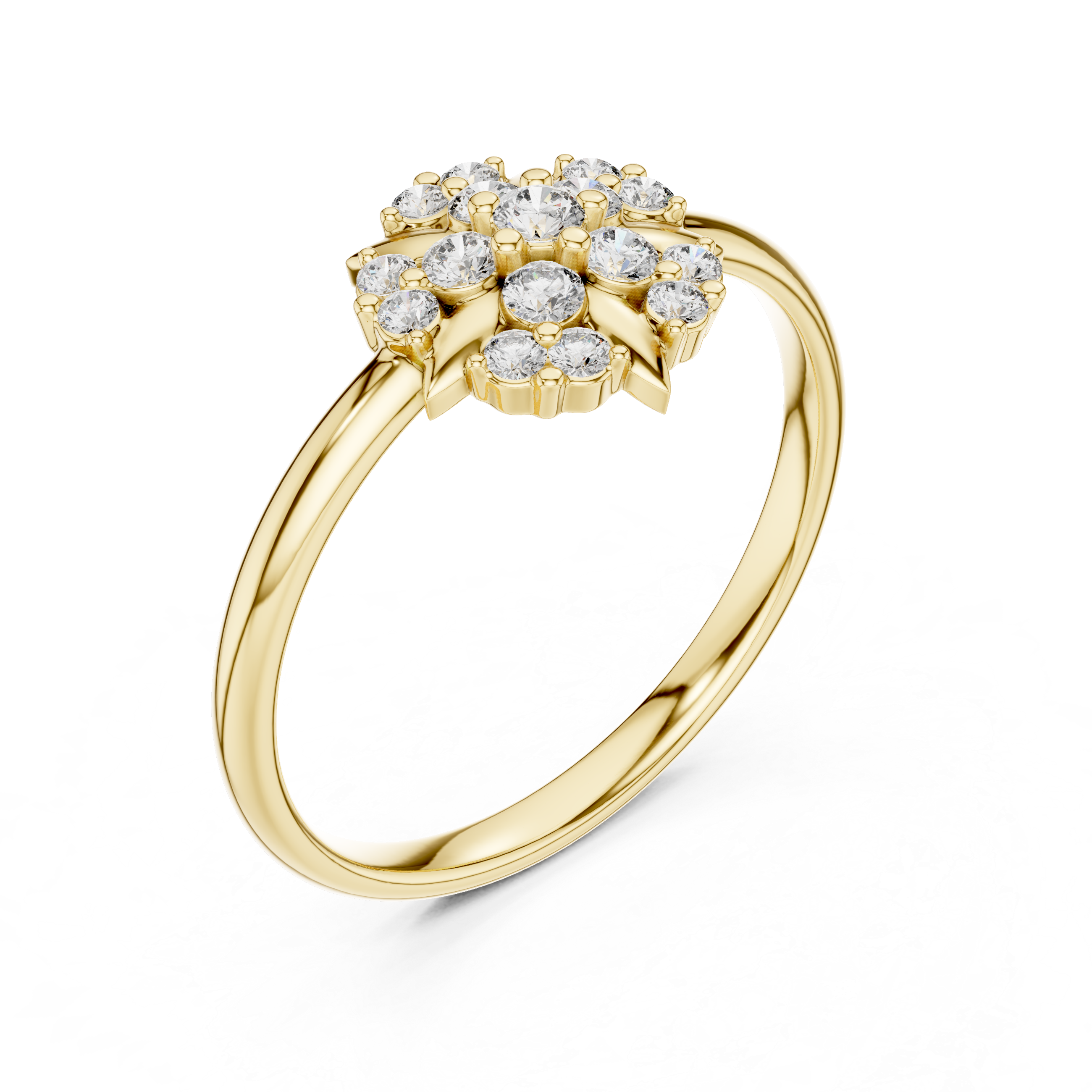 Vintage Starburst Diamond Cluster Ring – Celestial Floral Halo Ring