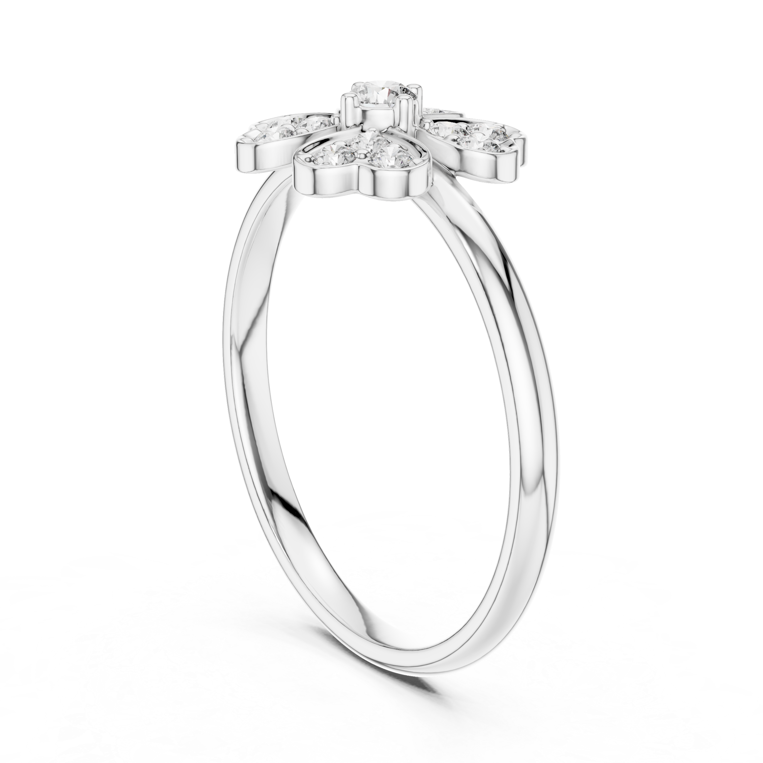 Delicate Four-Heart Diamond Flower Ring – Romantic Cluster Design