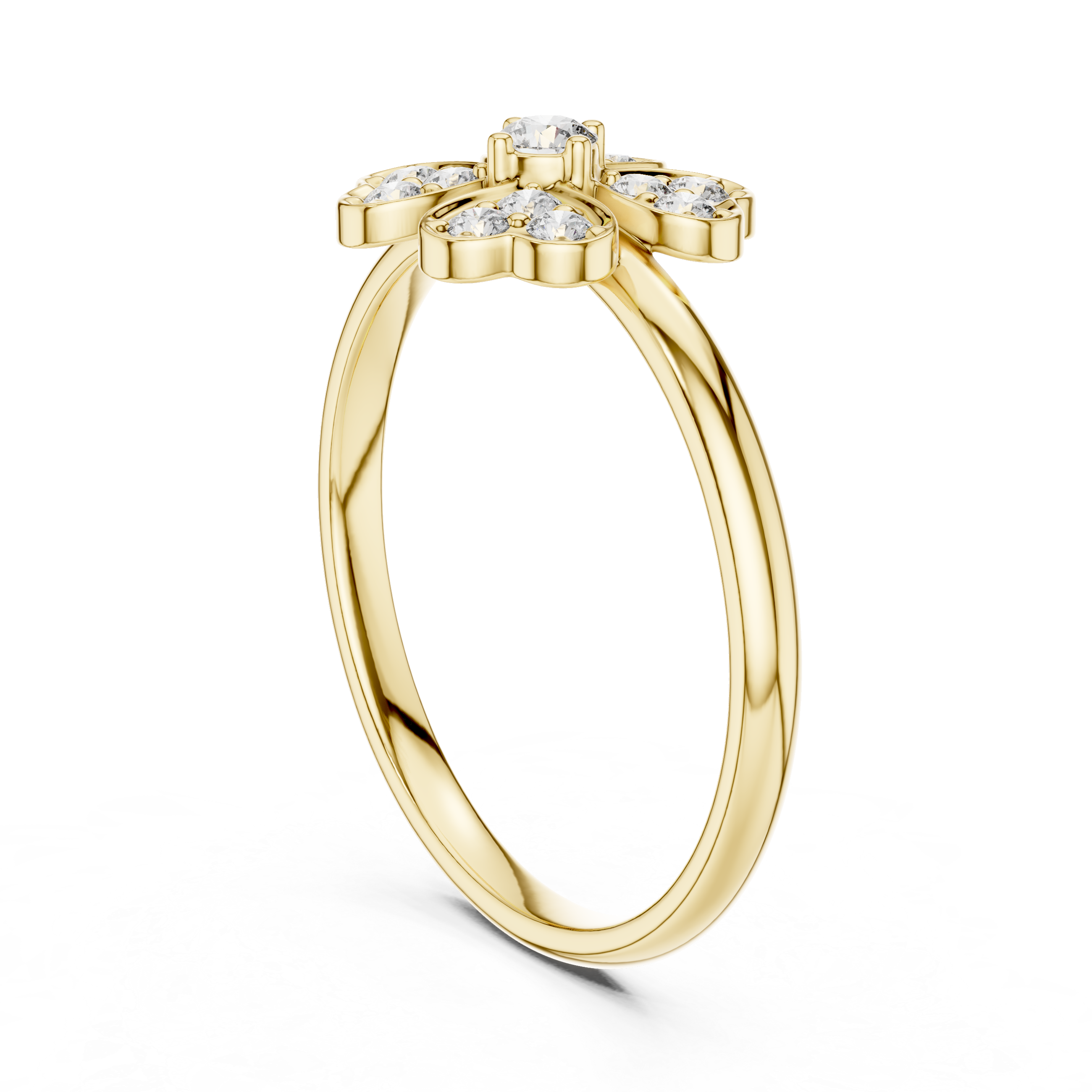 Delicate Four-Heart Diamond Flower Ring – Romantic Cluster Design