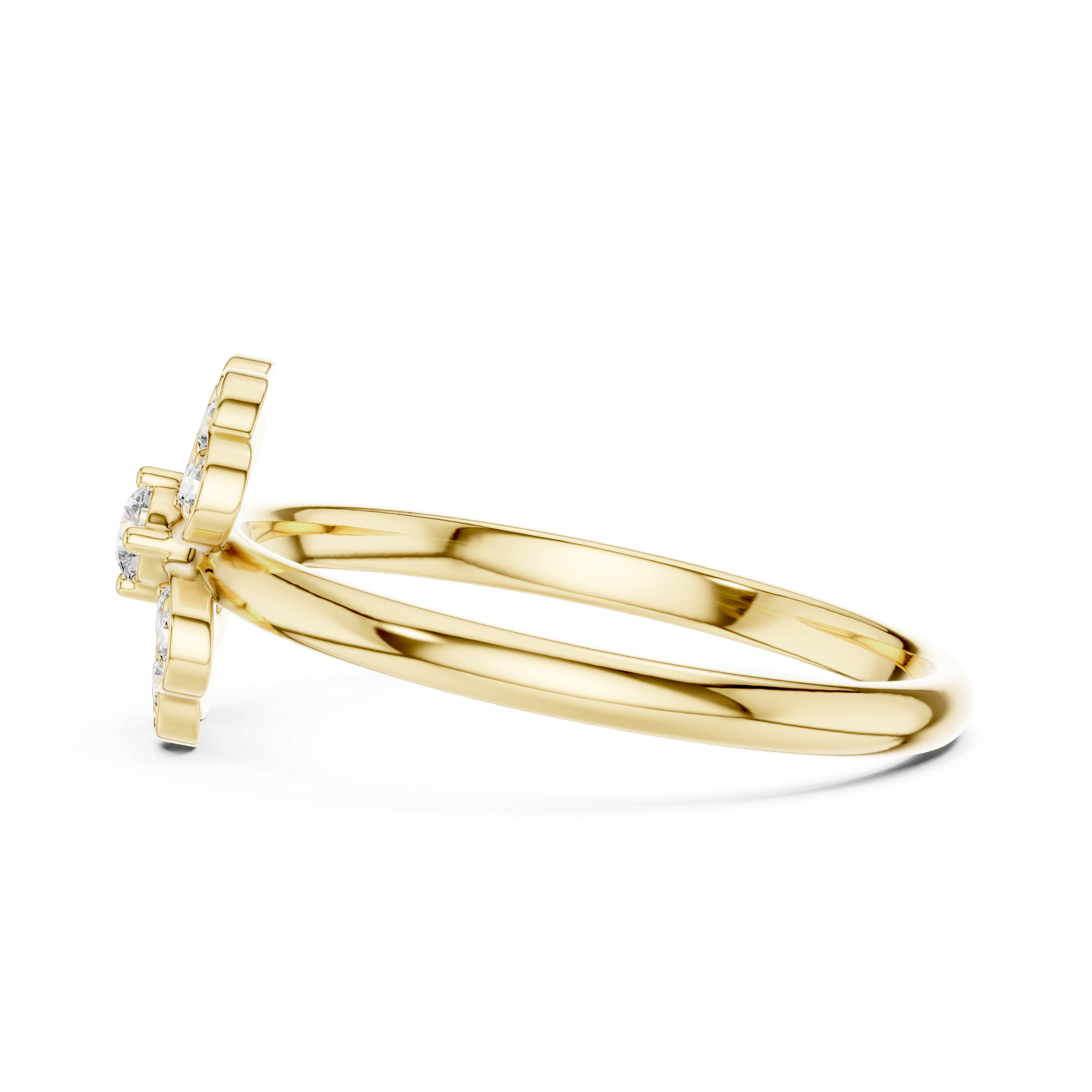Delicate Four-Heart Diamond Flower Ring – Romantic Cluster Design