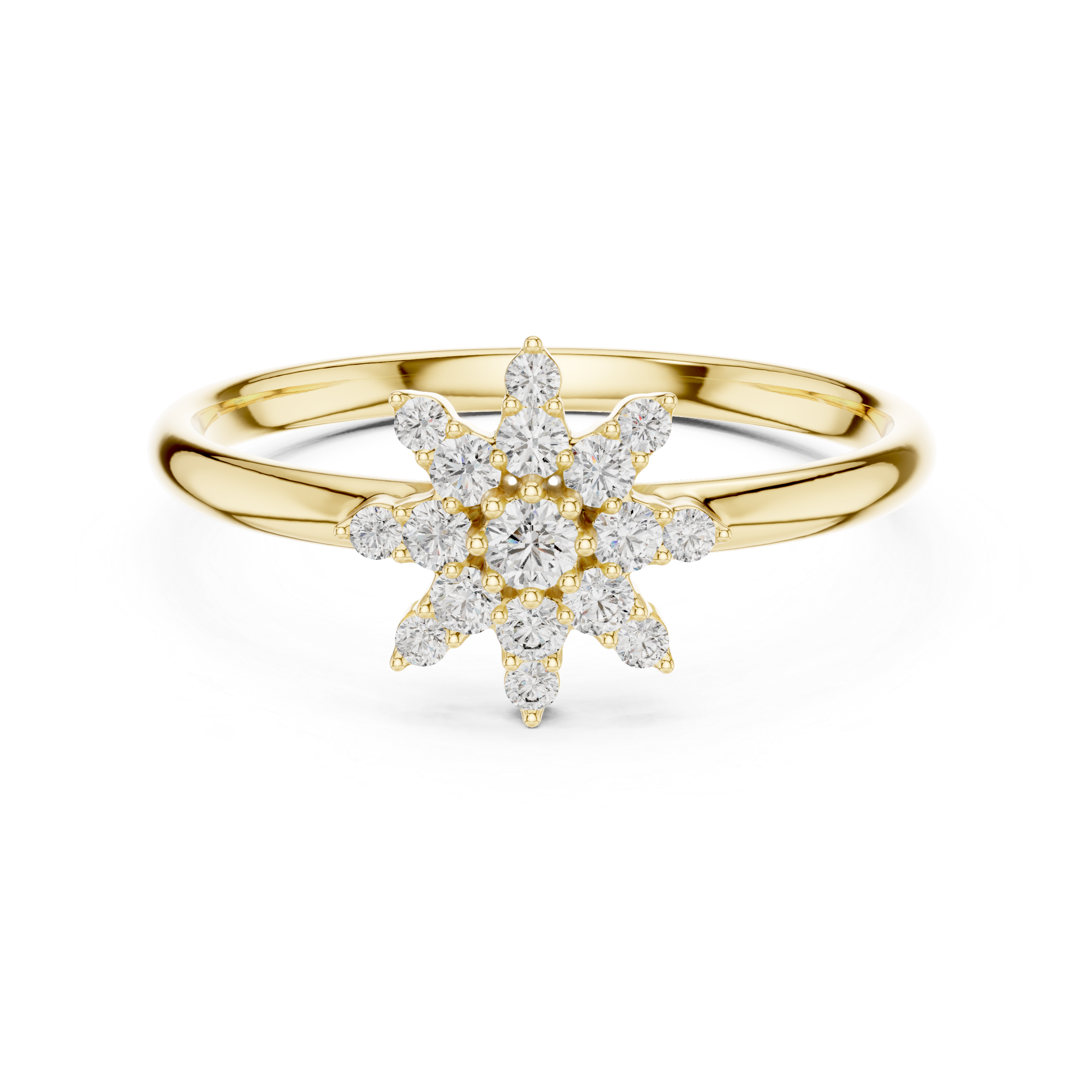 Radiant Starburst Diamond Cluster Ring – Elegant Multi-Stone Design