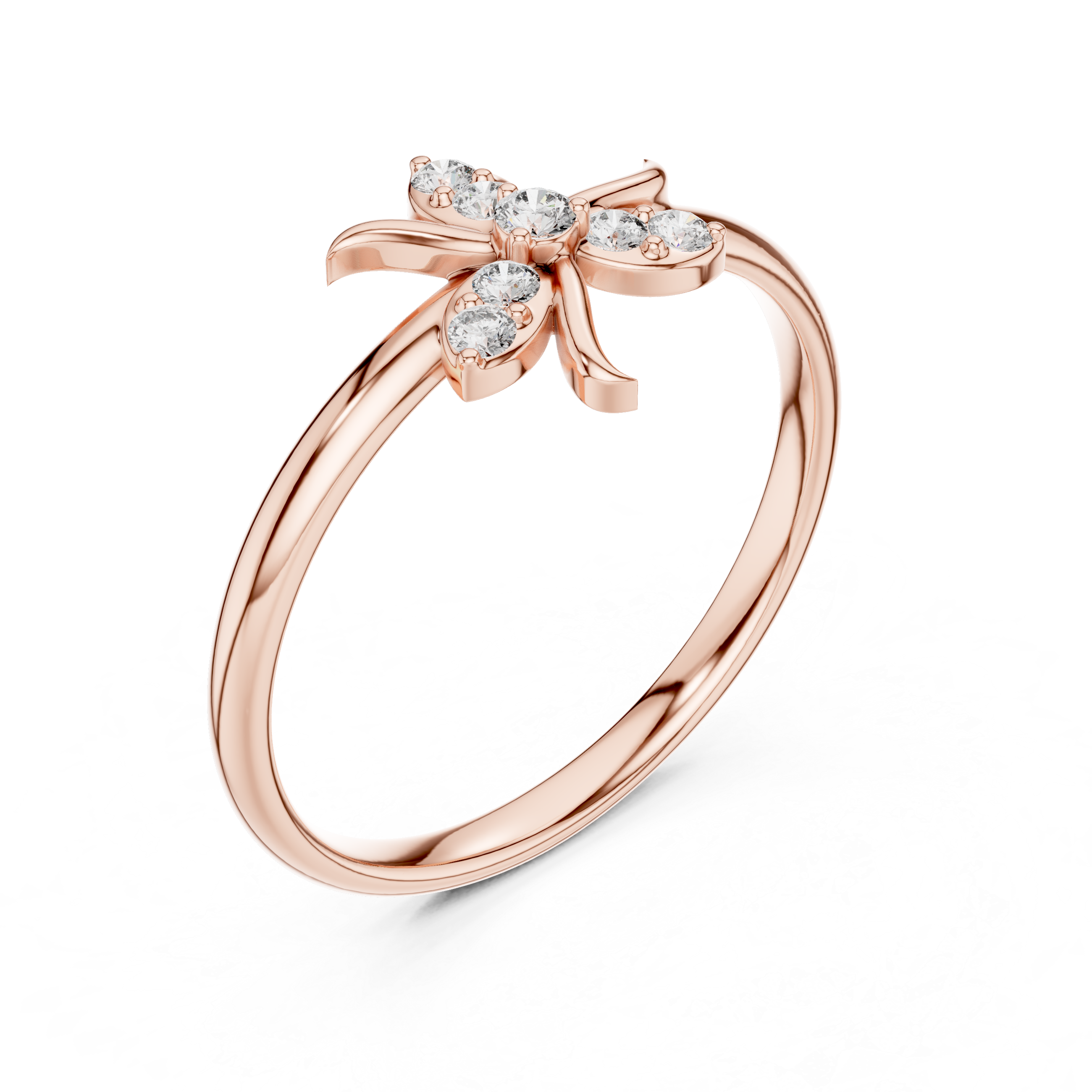 Floral Swirl Diamond Ring – Elegant Petal Twist Design