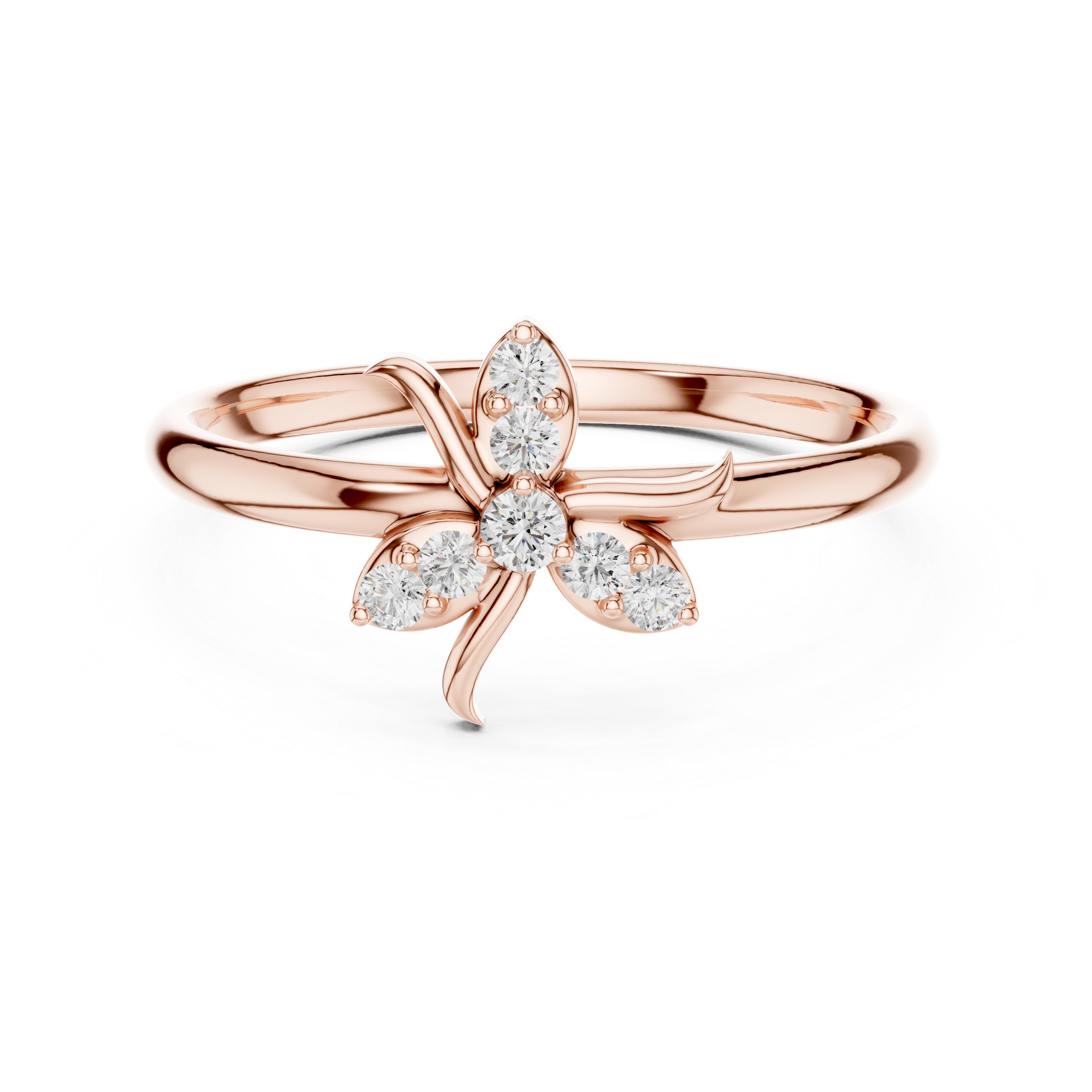 Floral Swirl Diamond Ring – Elegant Petal Twist Design