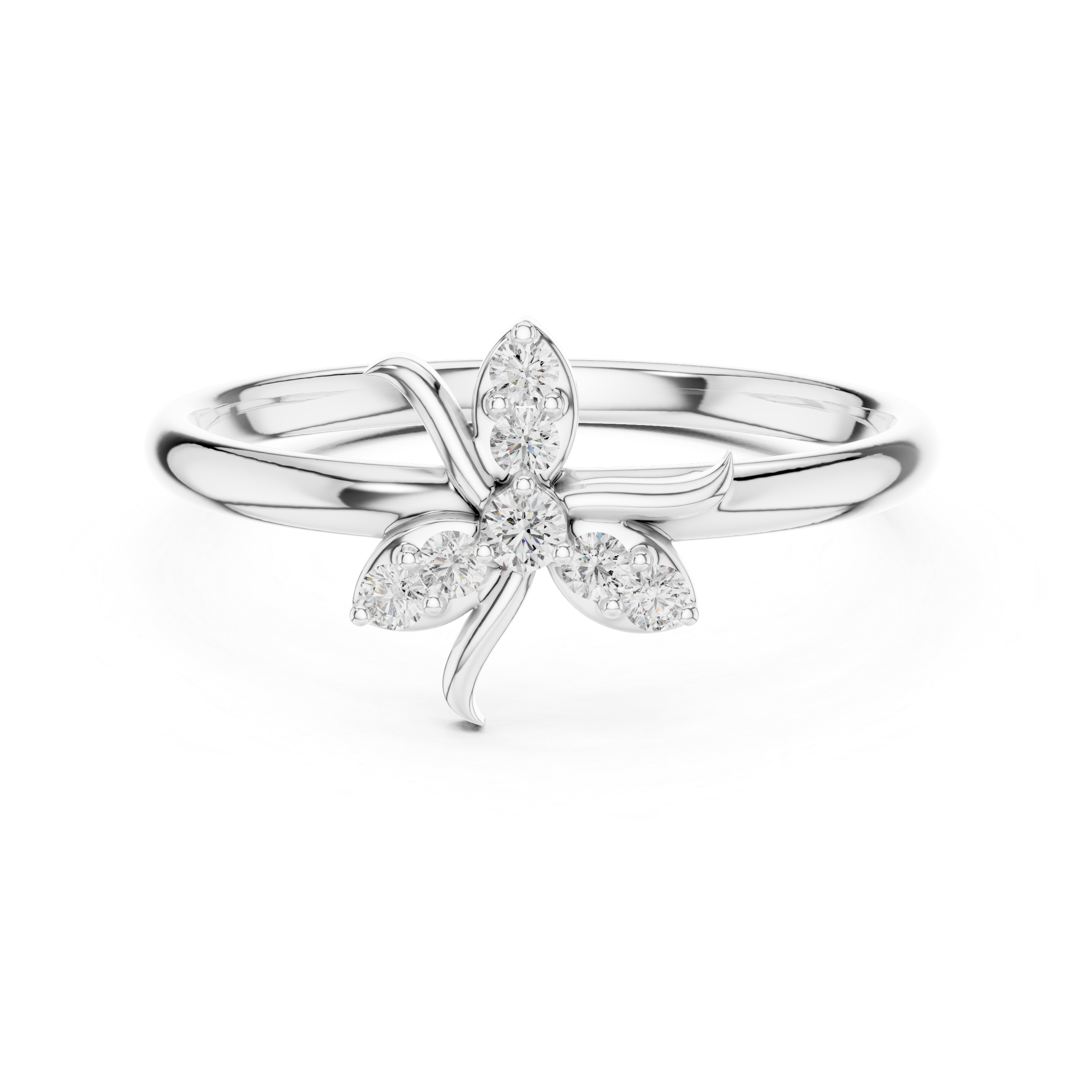 Floral Swirl Diamond Ring – Elegant Petal Twist Design