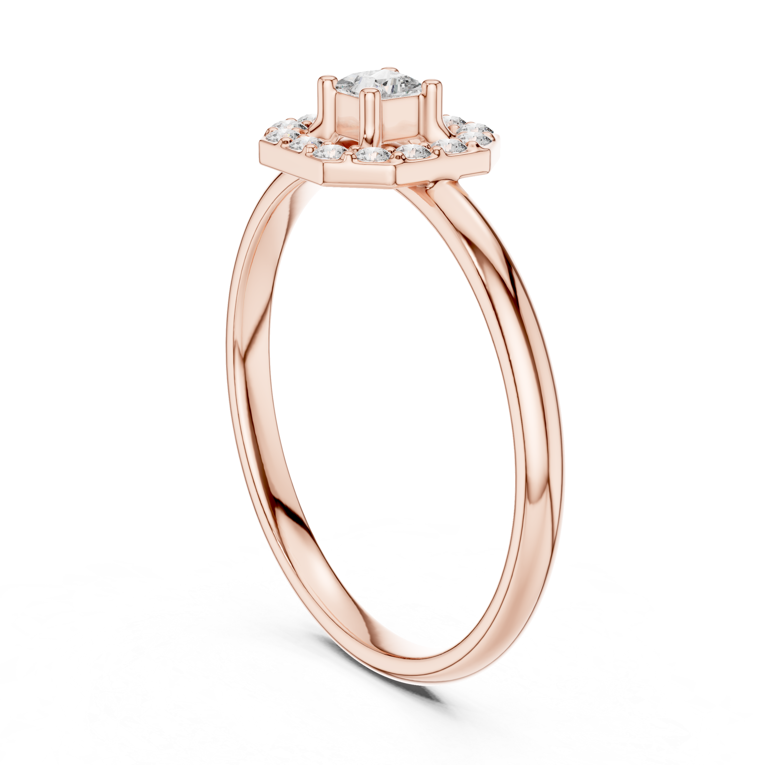 Princess Cut Halo Ring – Geometric Diamond Frame Design
