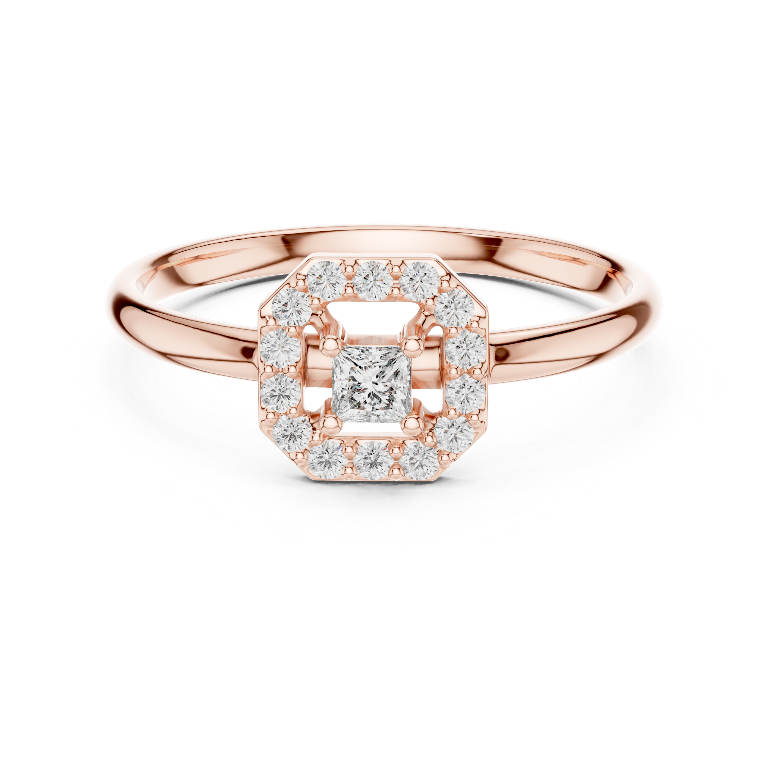 Princess Cut Halo Ring – Geometric Diamond Frame Design