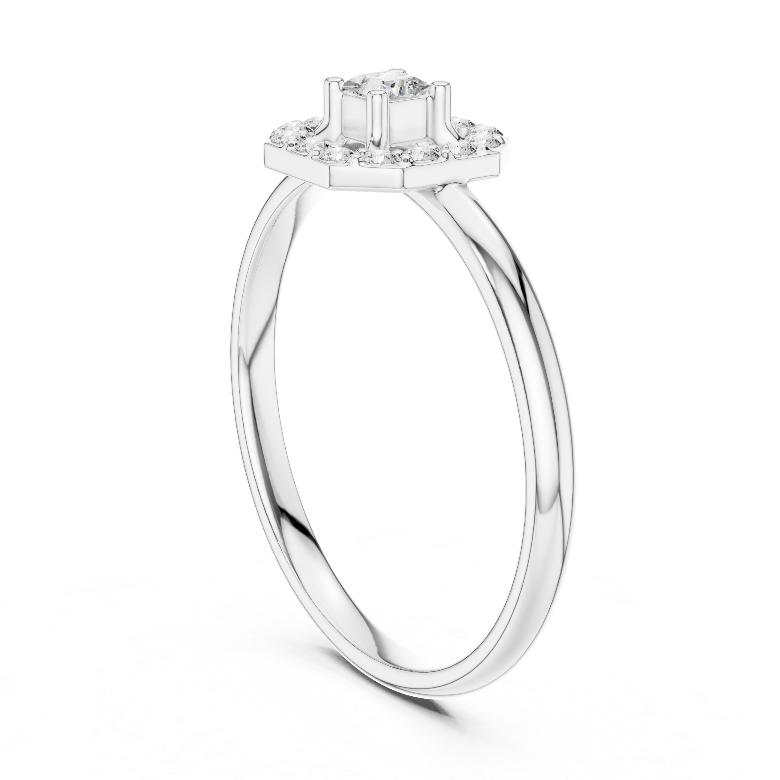 Princess Cut Halo Ring – Geometric Diamond Frame Design