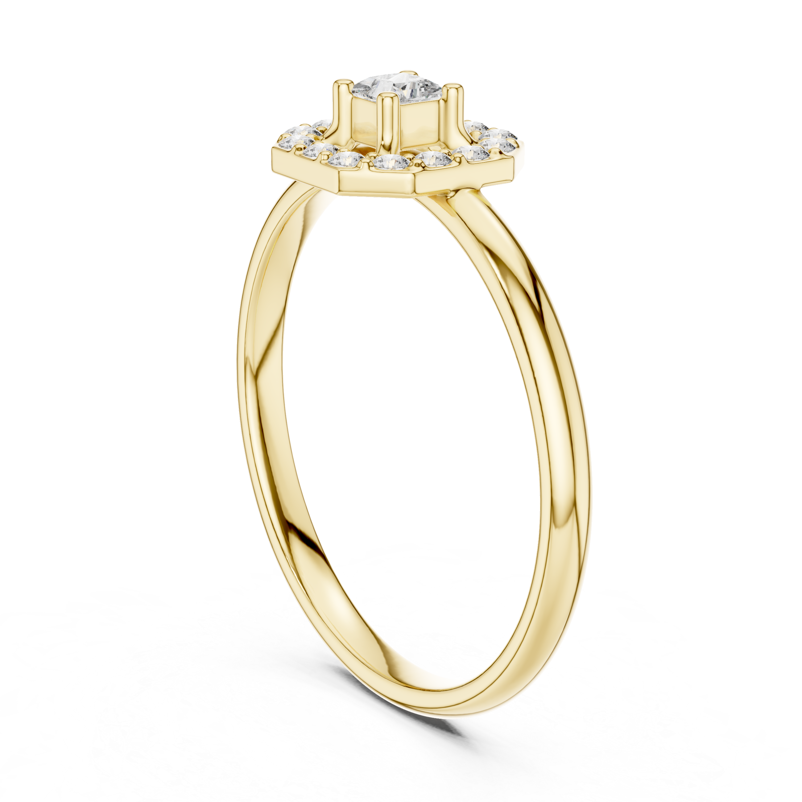 Princess Cut Halo Ring – Geometric Diamond Frame Design