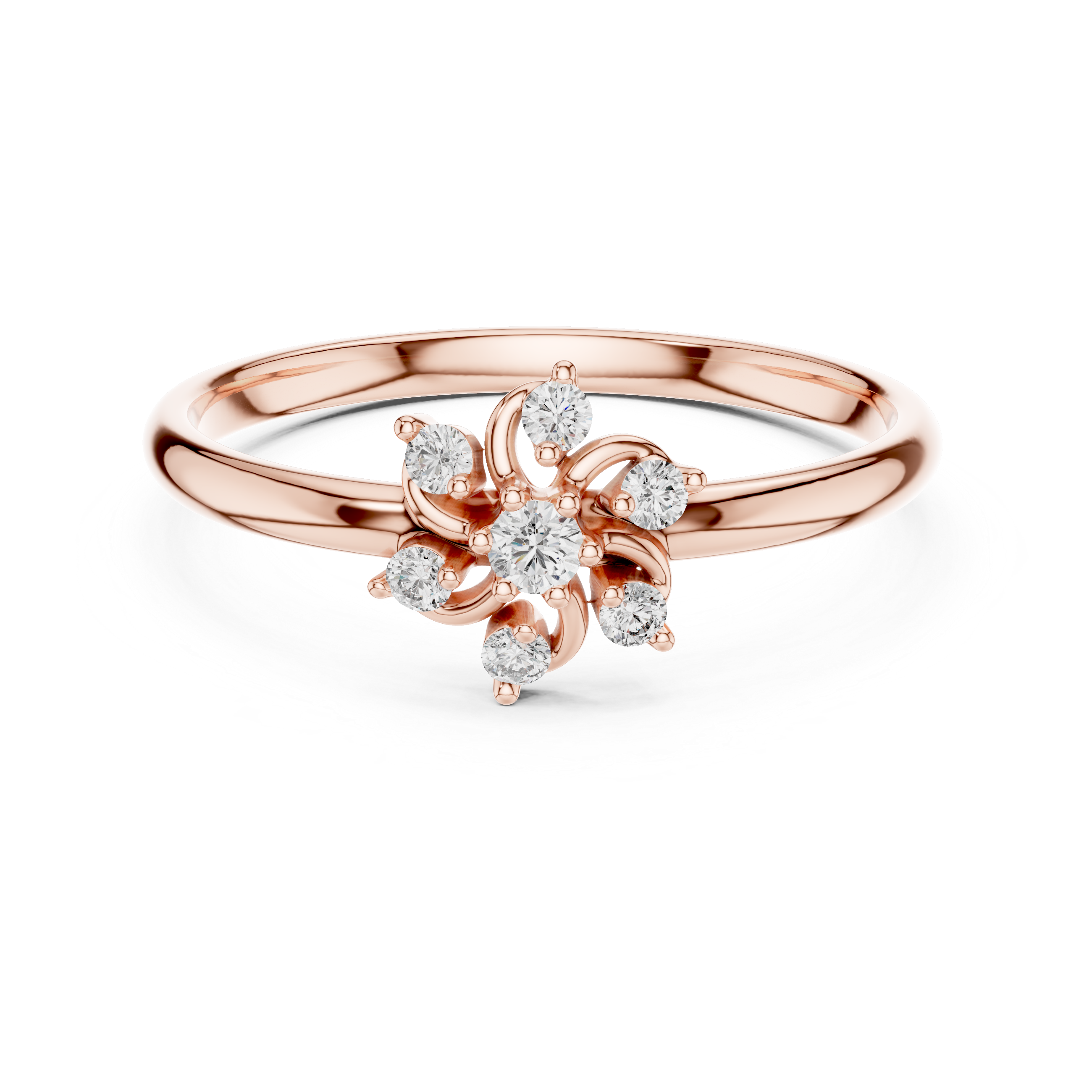 Swirl Floral Diamond Ring – Elegant Twist Cluster Design