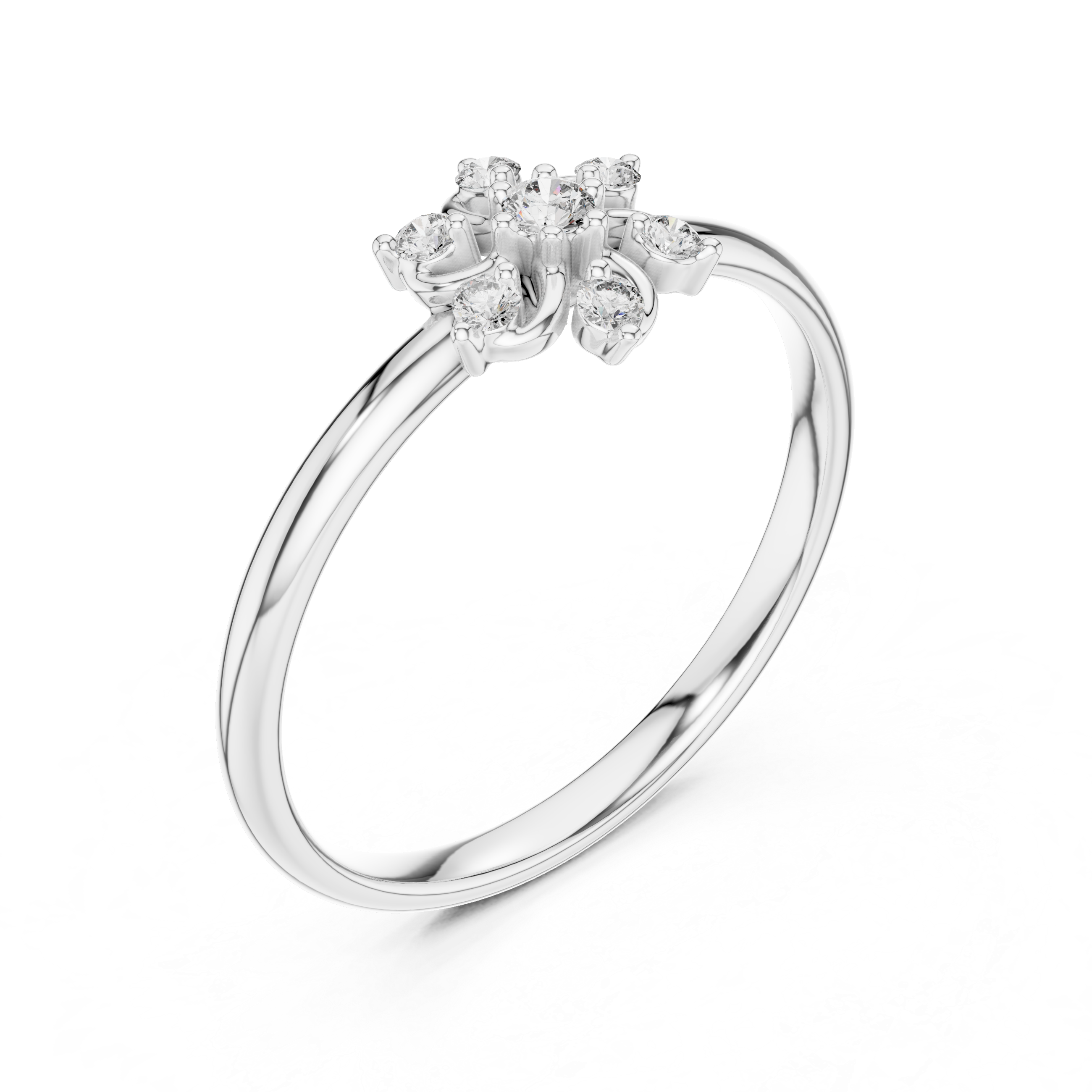 Swirl Floral Diamond Ring – Elegant Twist Cluster Design