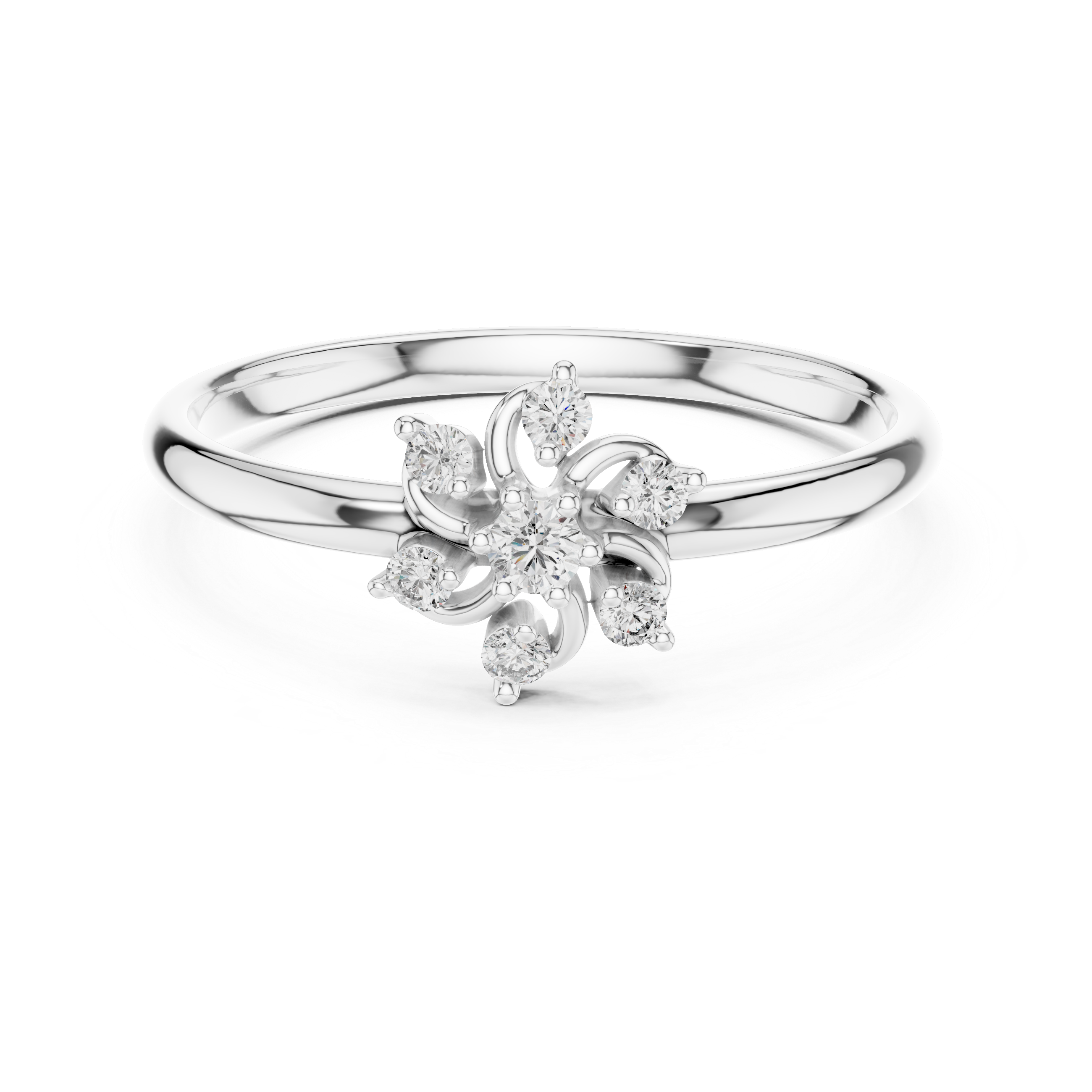 Swirl Floral Diamond Ring – Elegant Twist Cluster Design