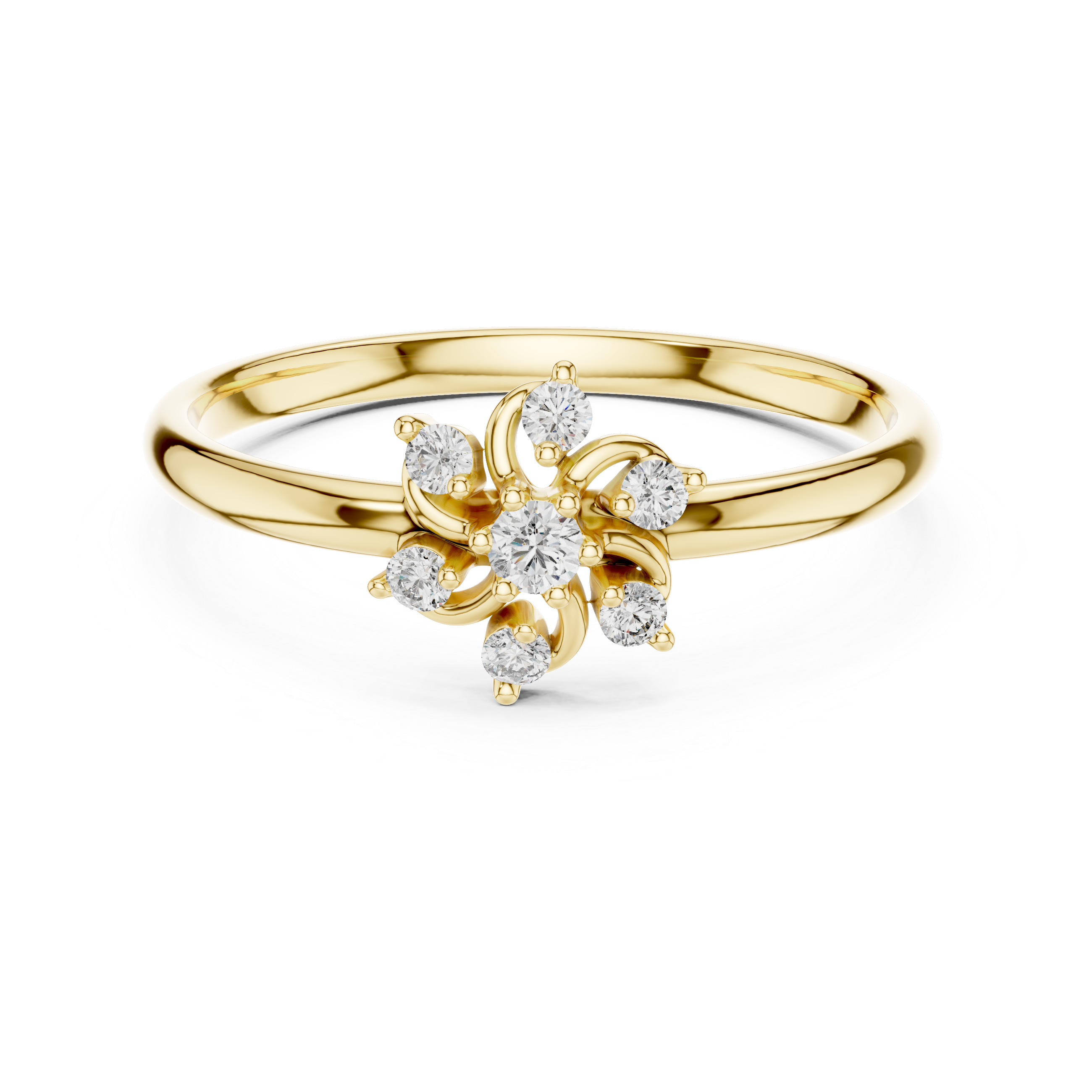 Swirl Floral Diamond Ring – Elegant Twist Cluster Design