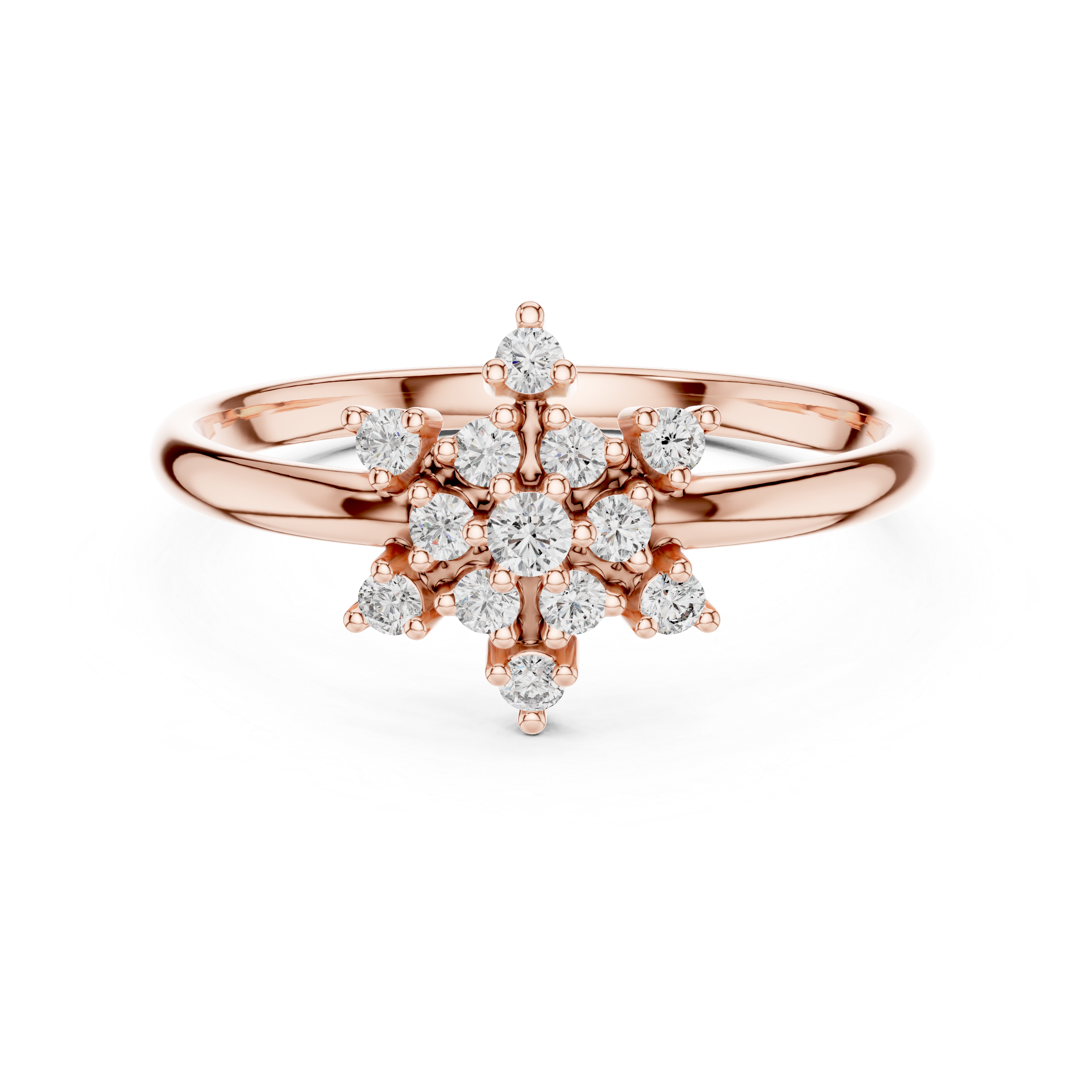 Snowflake Diamond Cluster Ring – Delicate Symmetry Elegance