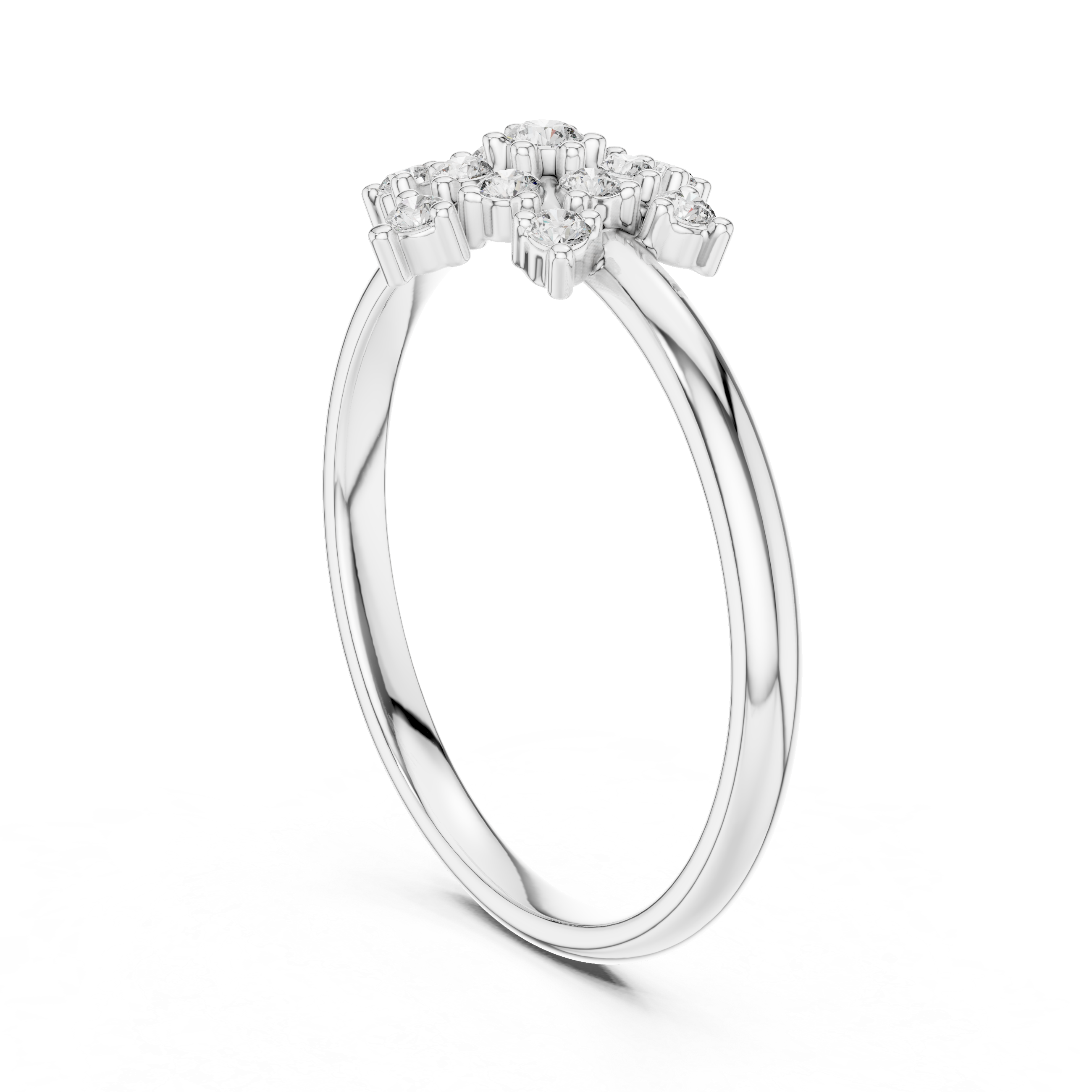 Snowflake Diamond Cluster Ring – Delicate Symmetry Elegance