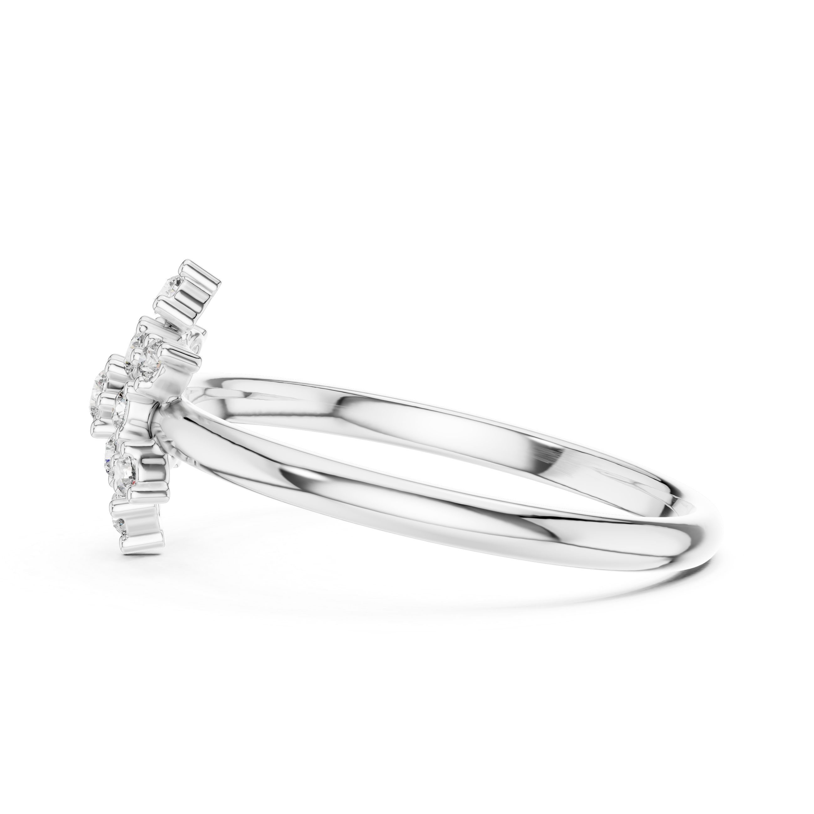 Snowflake Diamond Cluster Ring – Delicate Symmetry Elegance