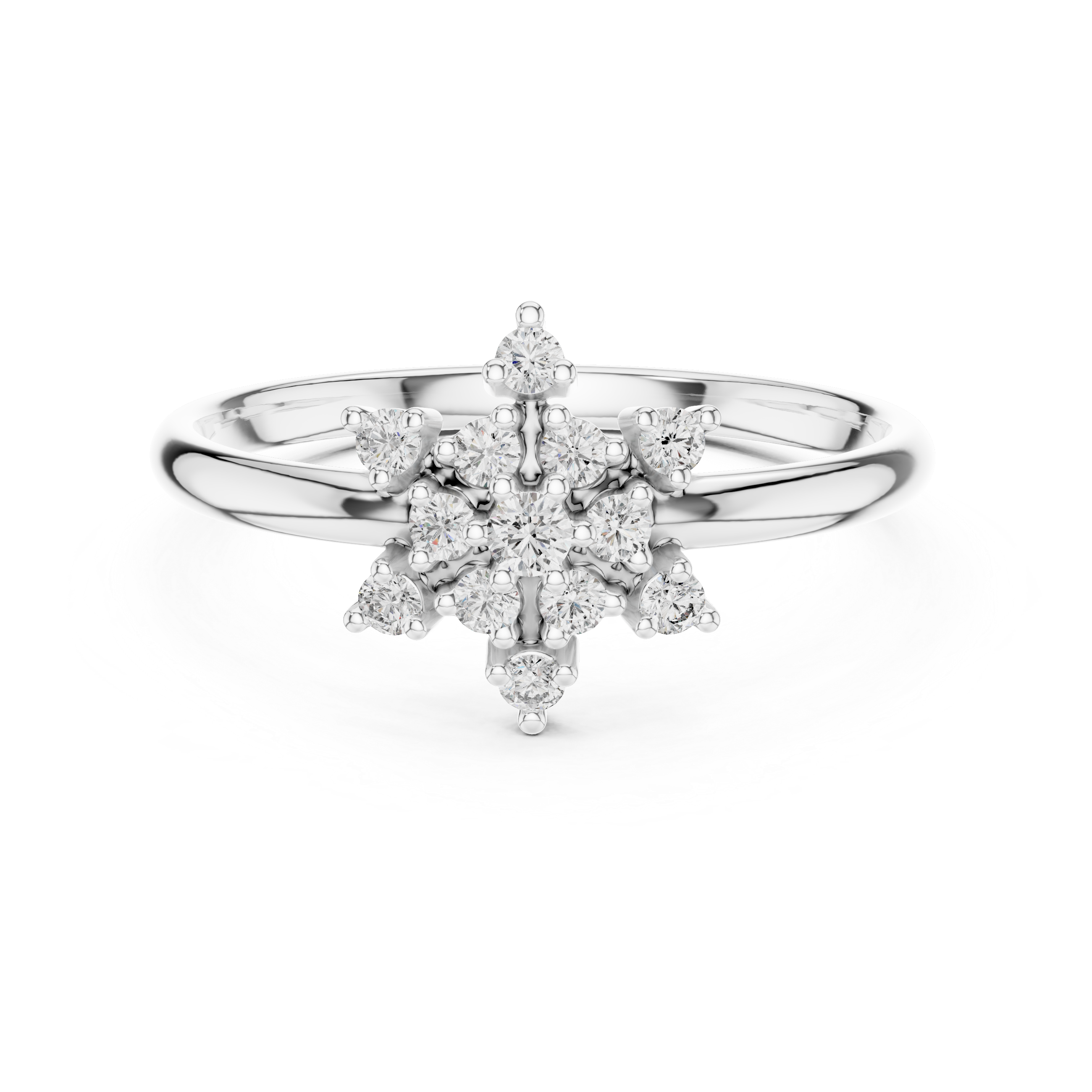 Snowflake Diamond Cluster Ring – Delicate Symmetry Elegance