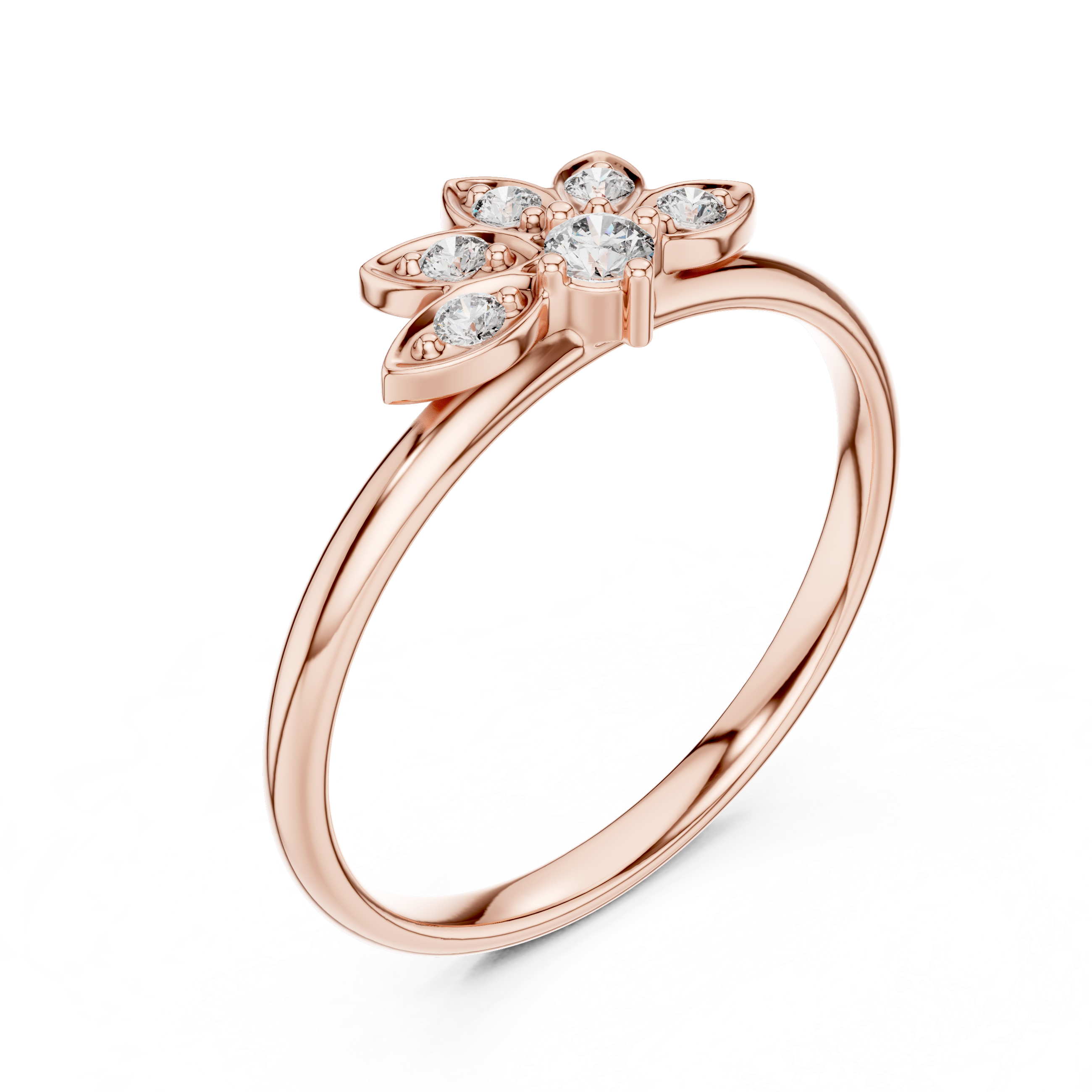 Petal Crown Diamond Ring – Elegant Floral Fan Design