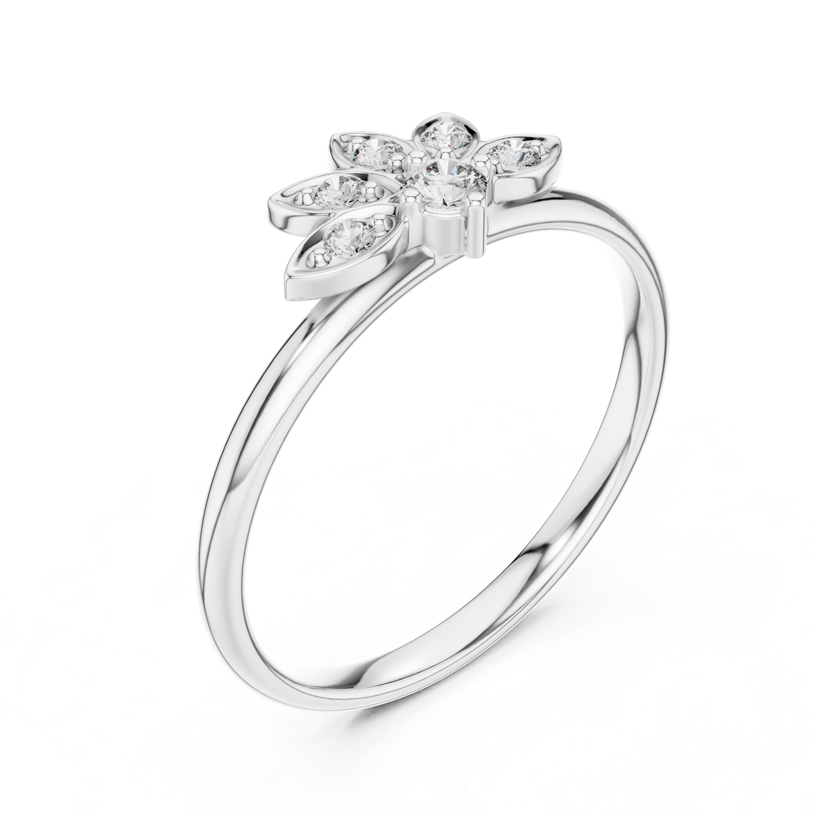 Petal Crown Diamond Ring – Elegant Floral Fan Design
