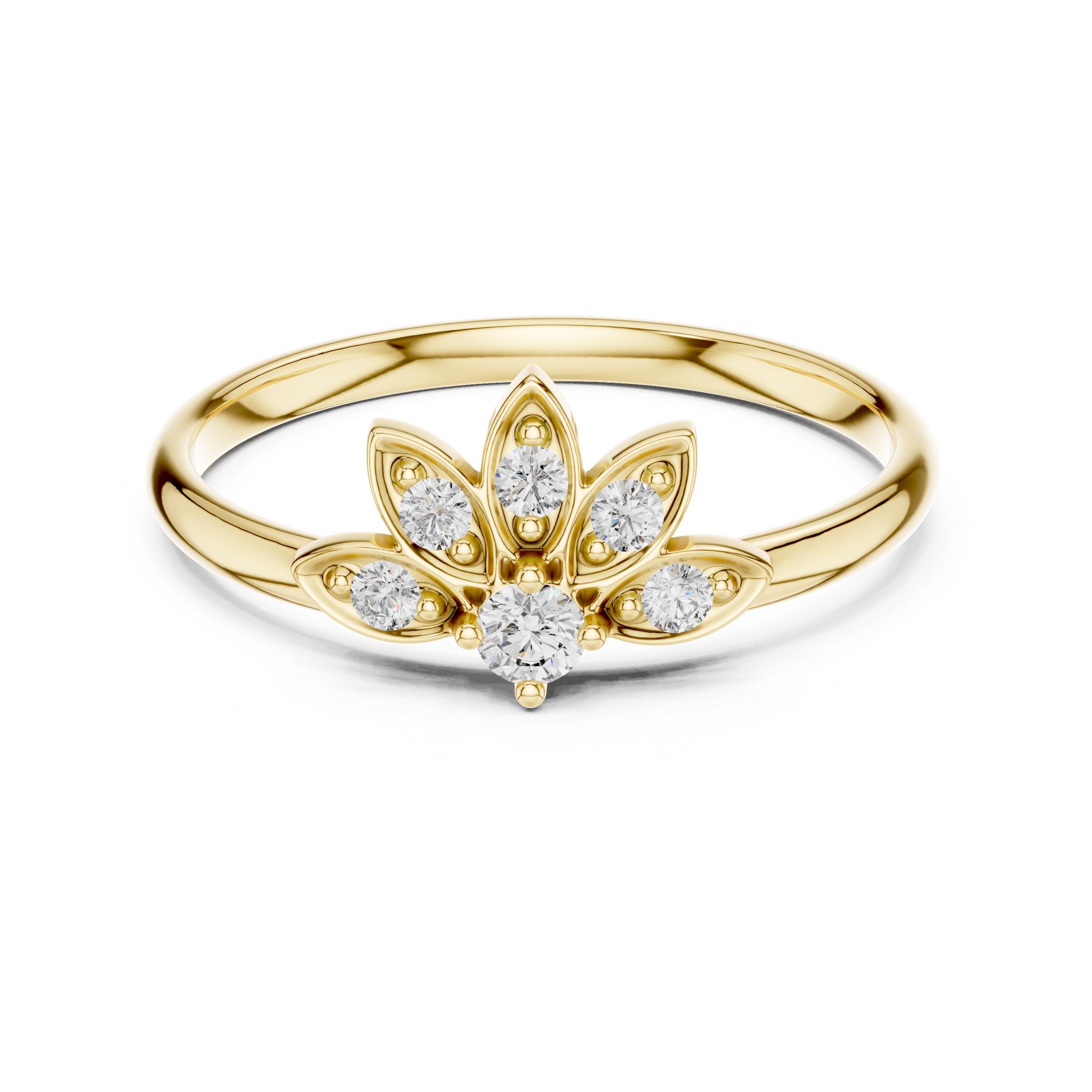 Petal Crown Diamond Ring – Elegant Floral Fan Design