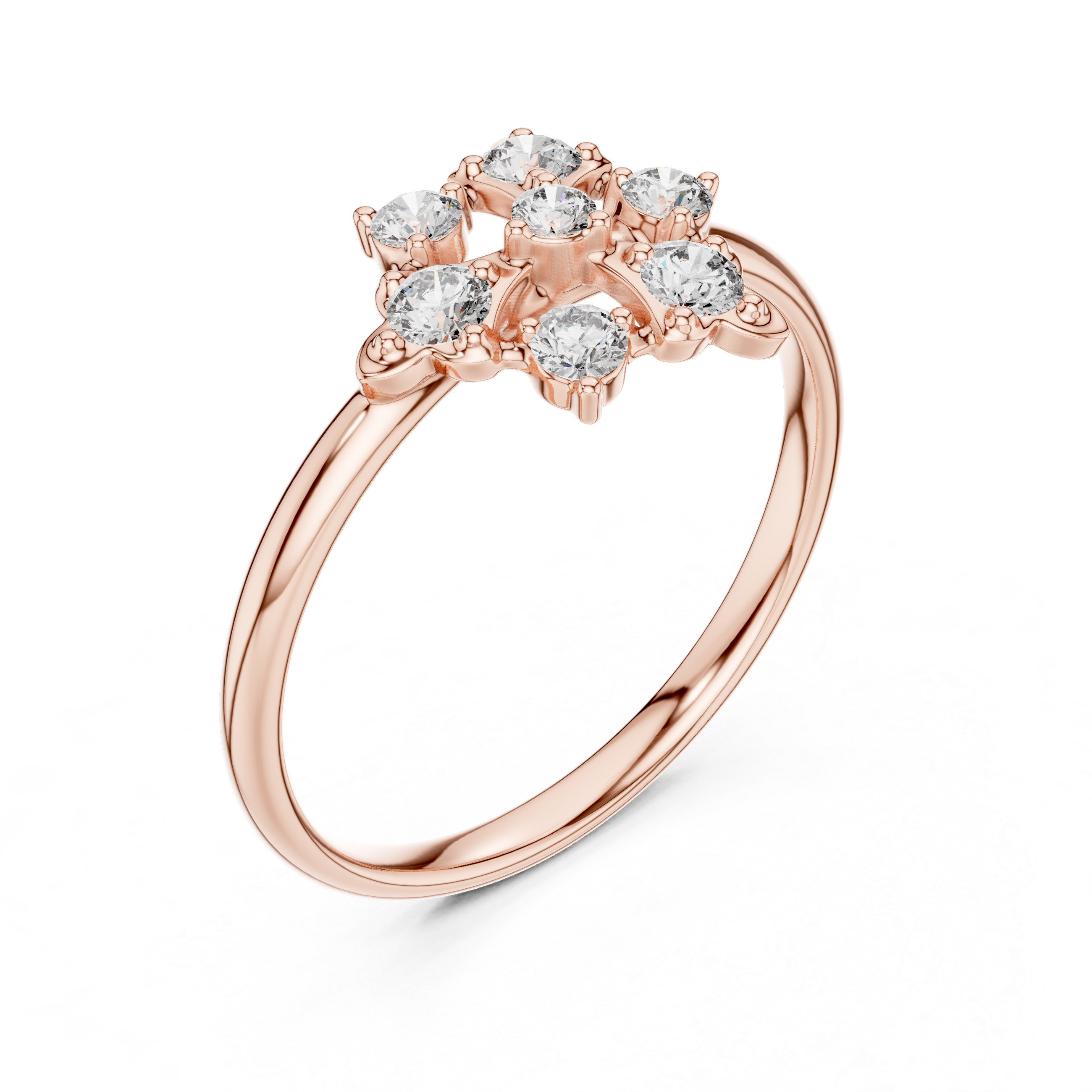 Abstract Diamond Cluster Ring – Modern Artistic Floral Design