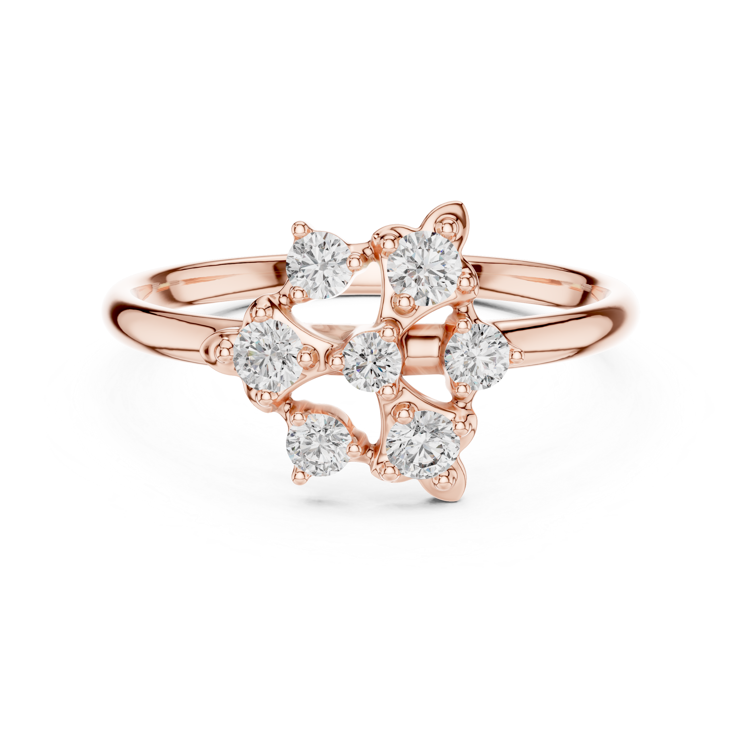 Abstract Diamond Cluster Ring – Modern Artistic Floral Design