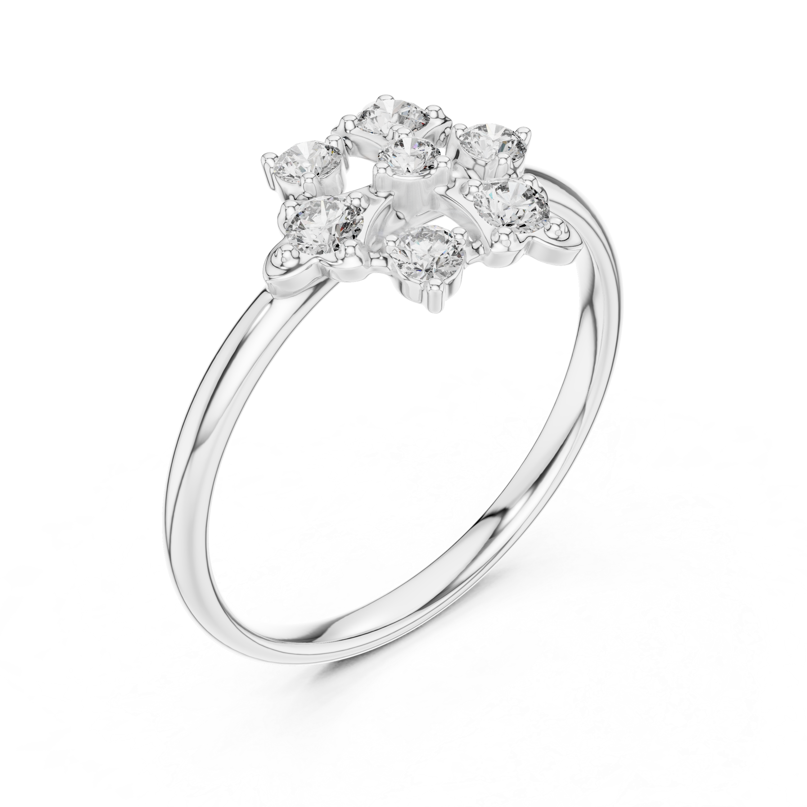 Abstract Diamond Cluster Ring – Modern Artistic Floral Design