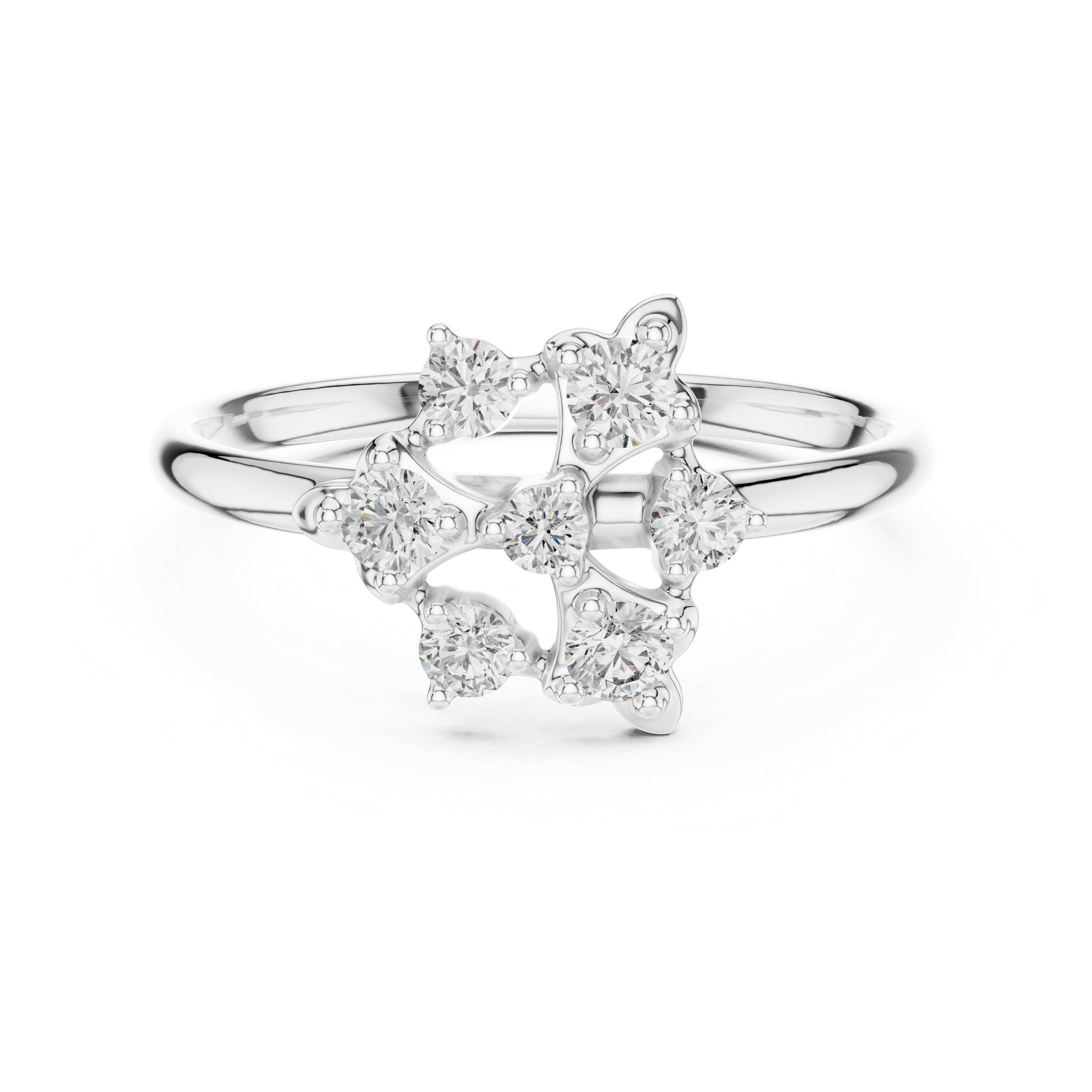Abstract Diamond Cluster Ring – Modern Artistic Floral Design