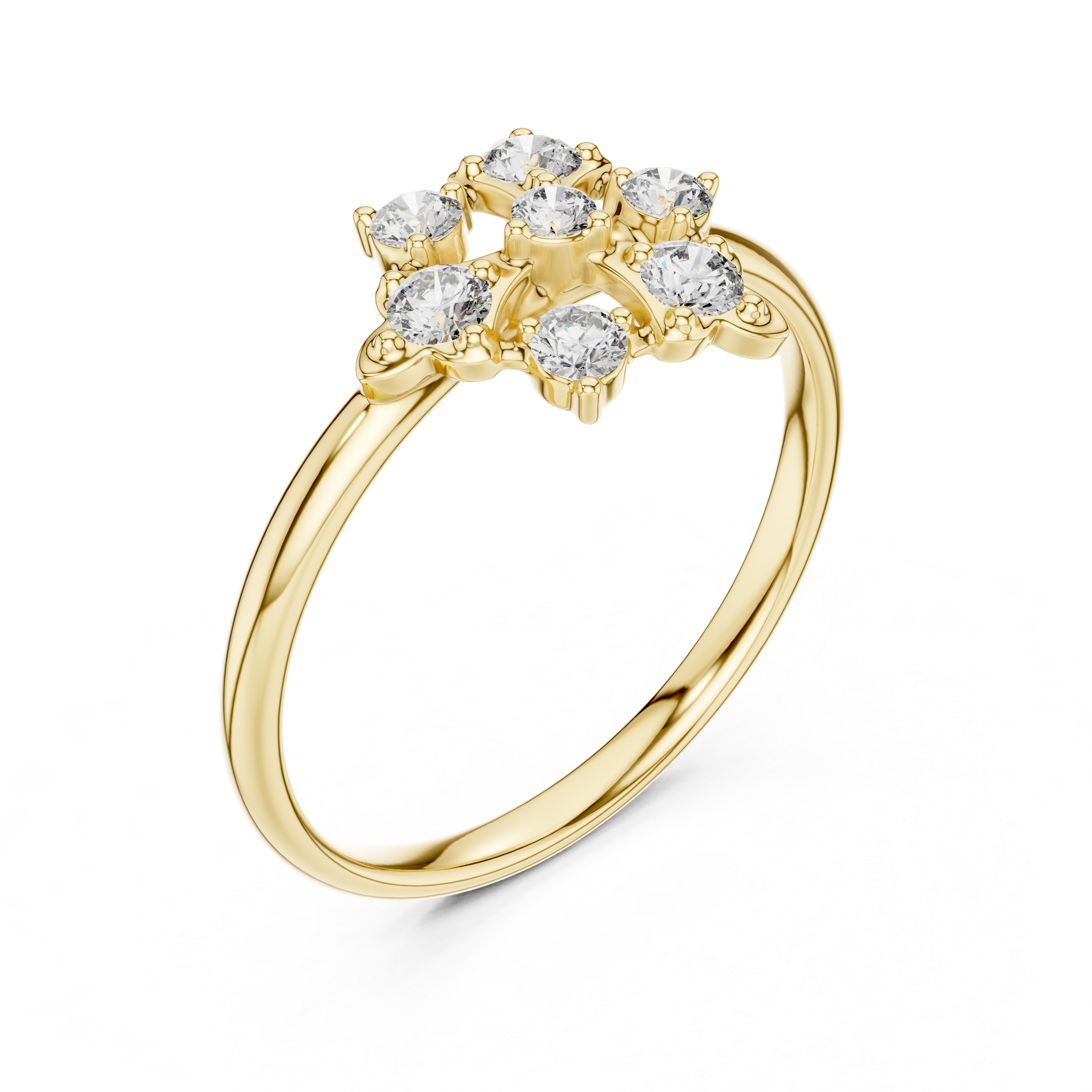 Abstract Diamond Cluster Ring – Modern Artistic Floral Design