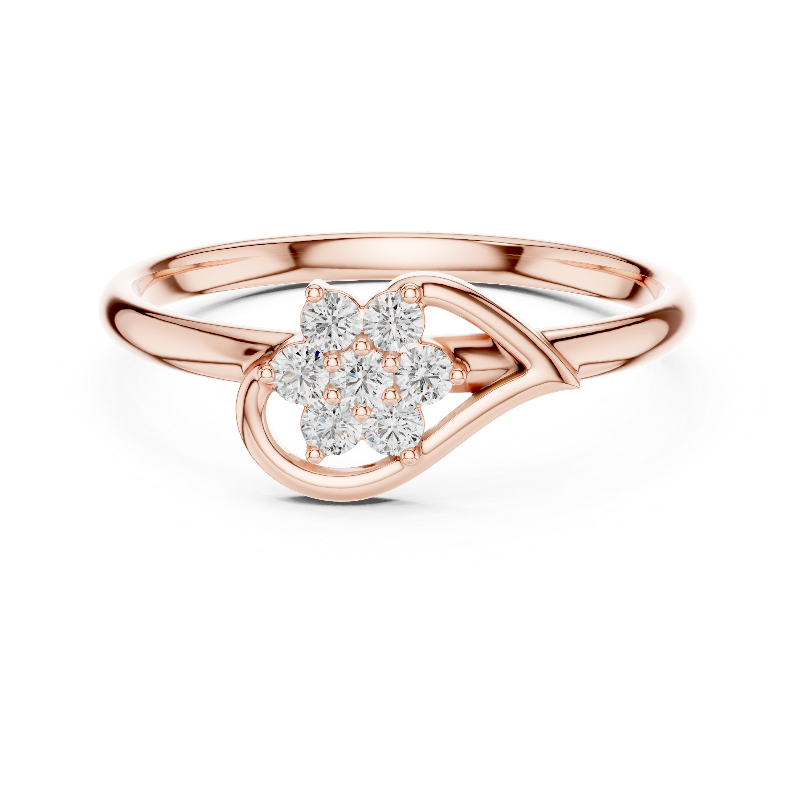 Floral Swirl Diamond Cluster Ring – Elegant Open Curve Design
