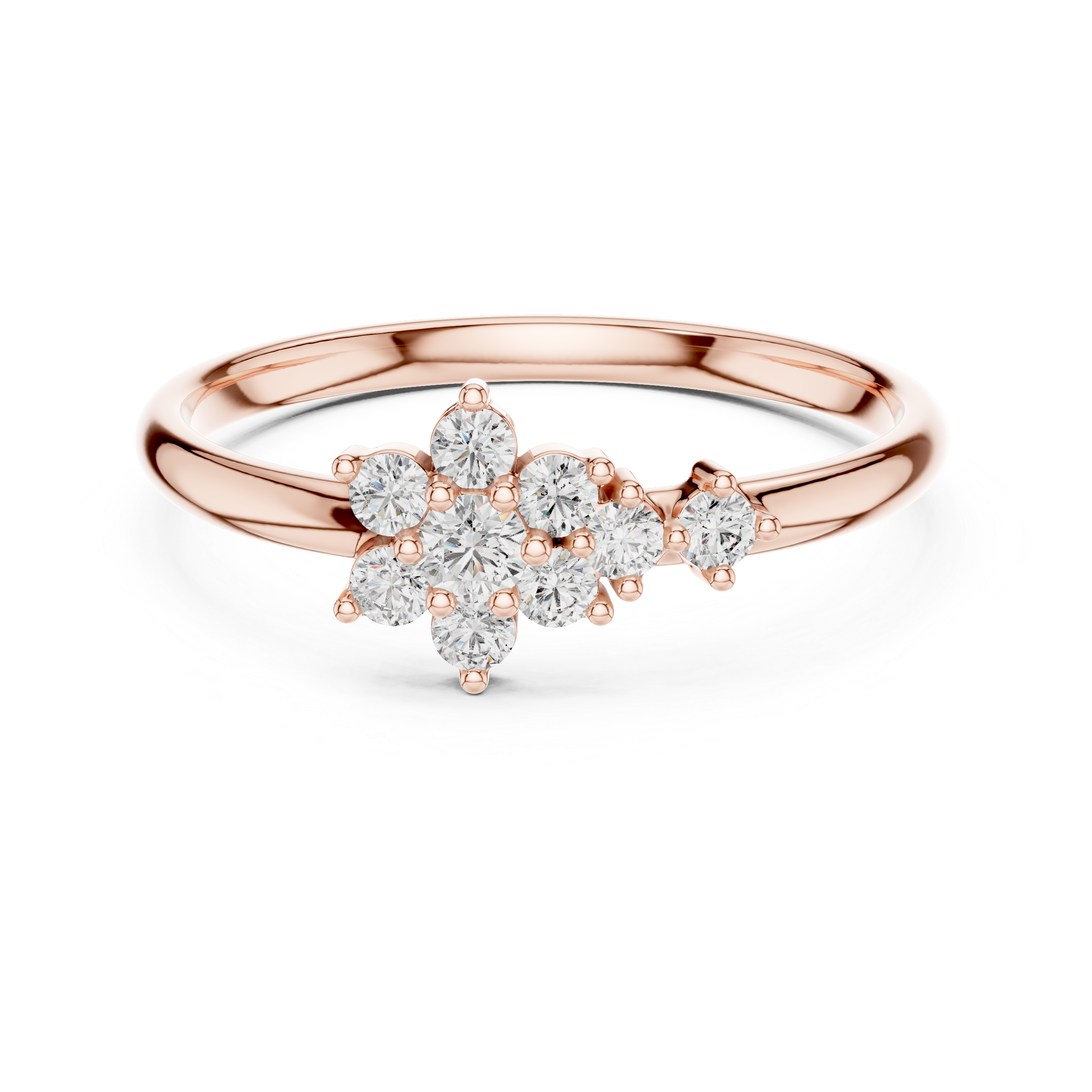 Cluster Diamond Accent Ring – Asymmetrical Floral Sparkle