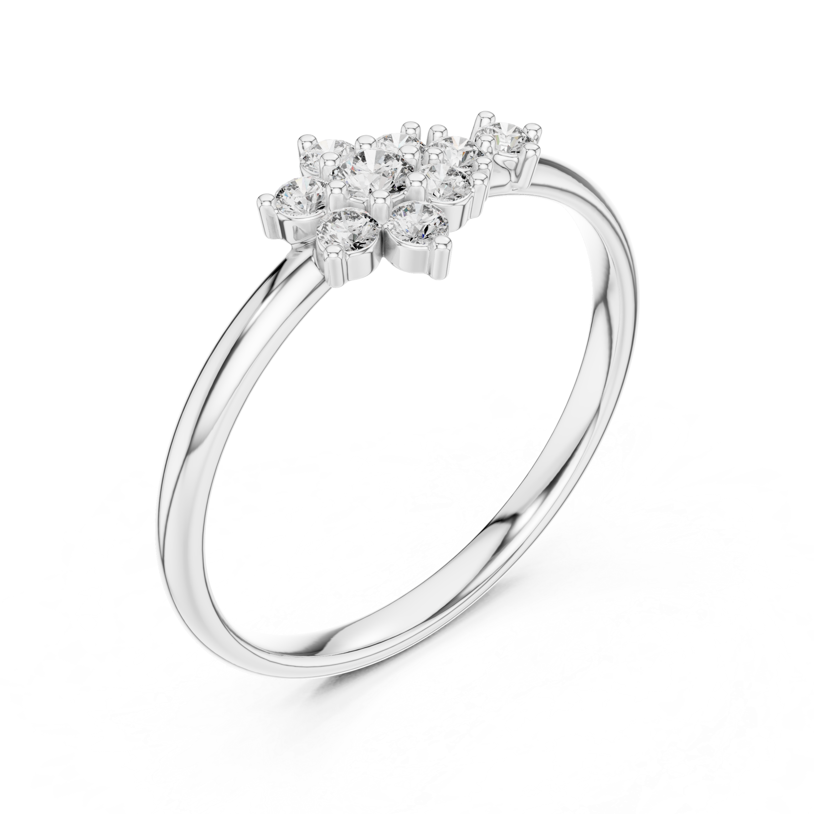 Cluster Diamond Accent Ring – Asymmetrical Floral Sparkle