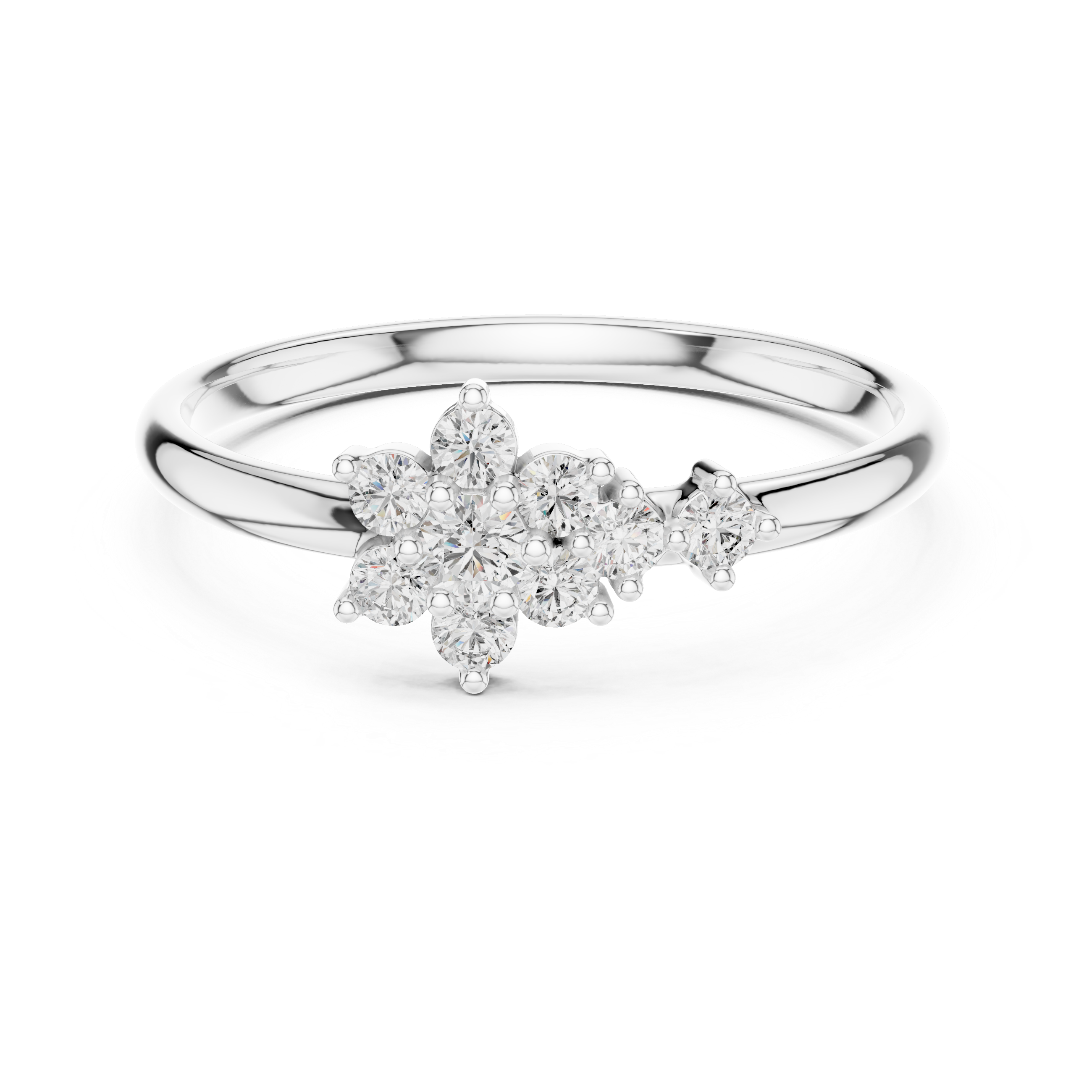 Cluster Diamond Accent Ring – Asymmetrical Floral Sparkle