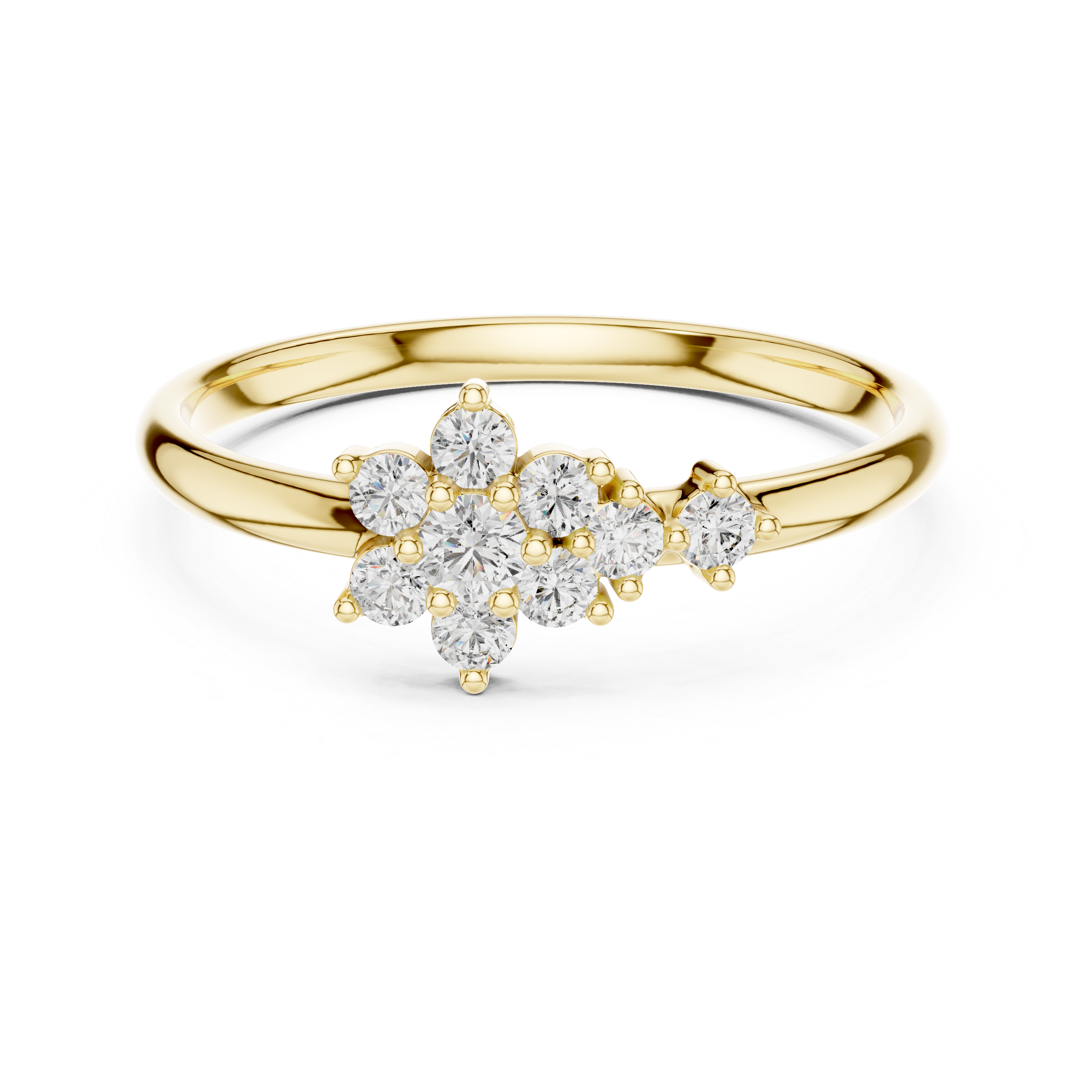 Cluster Diamond Accent Ring – Asymmetrical Floral Sparkle