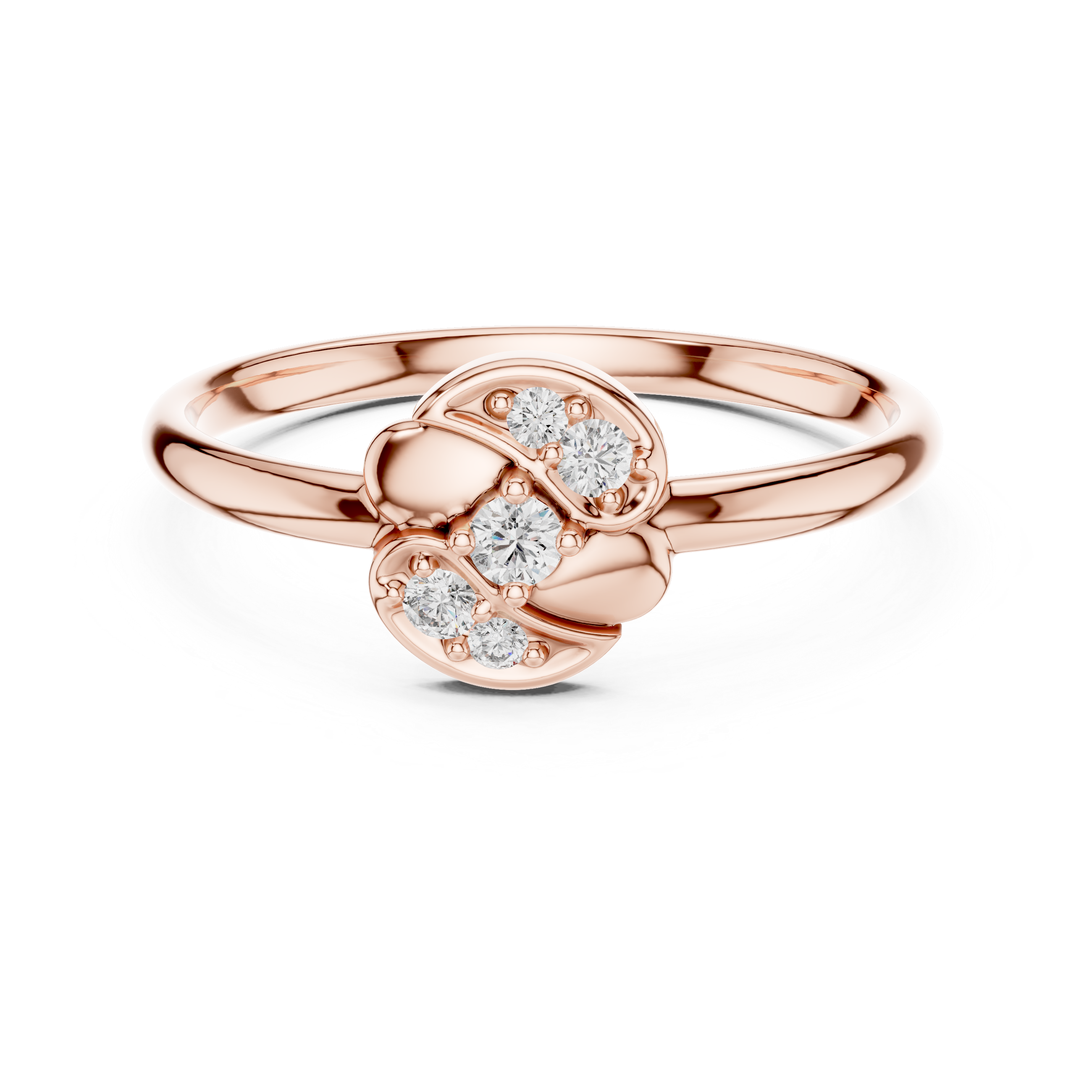 Modern Abstract Diamond Cluster Ring with Fluid Gold Design