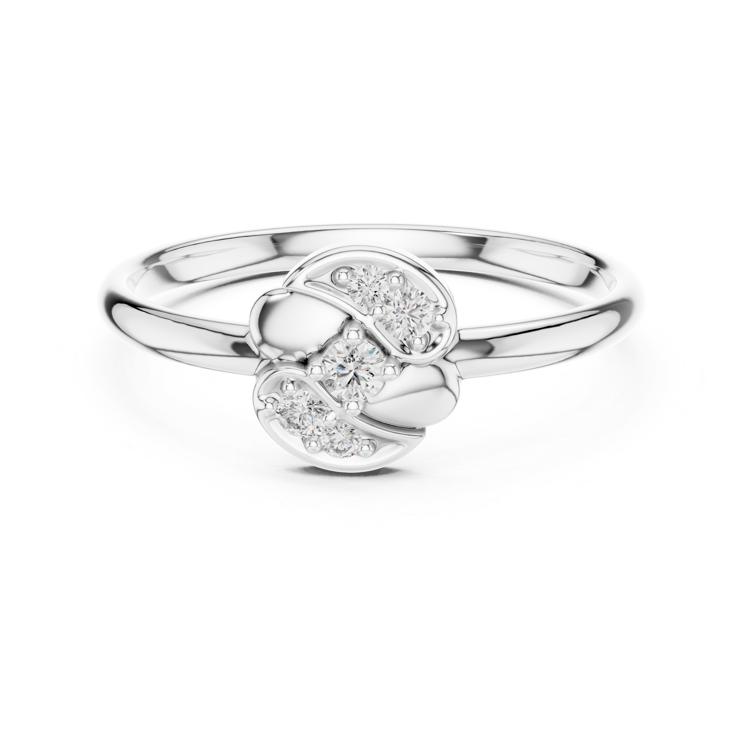 Modern Abstract Diamond Cluster Ring with Fluid Gold Design