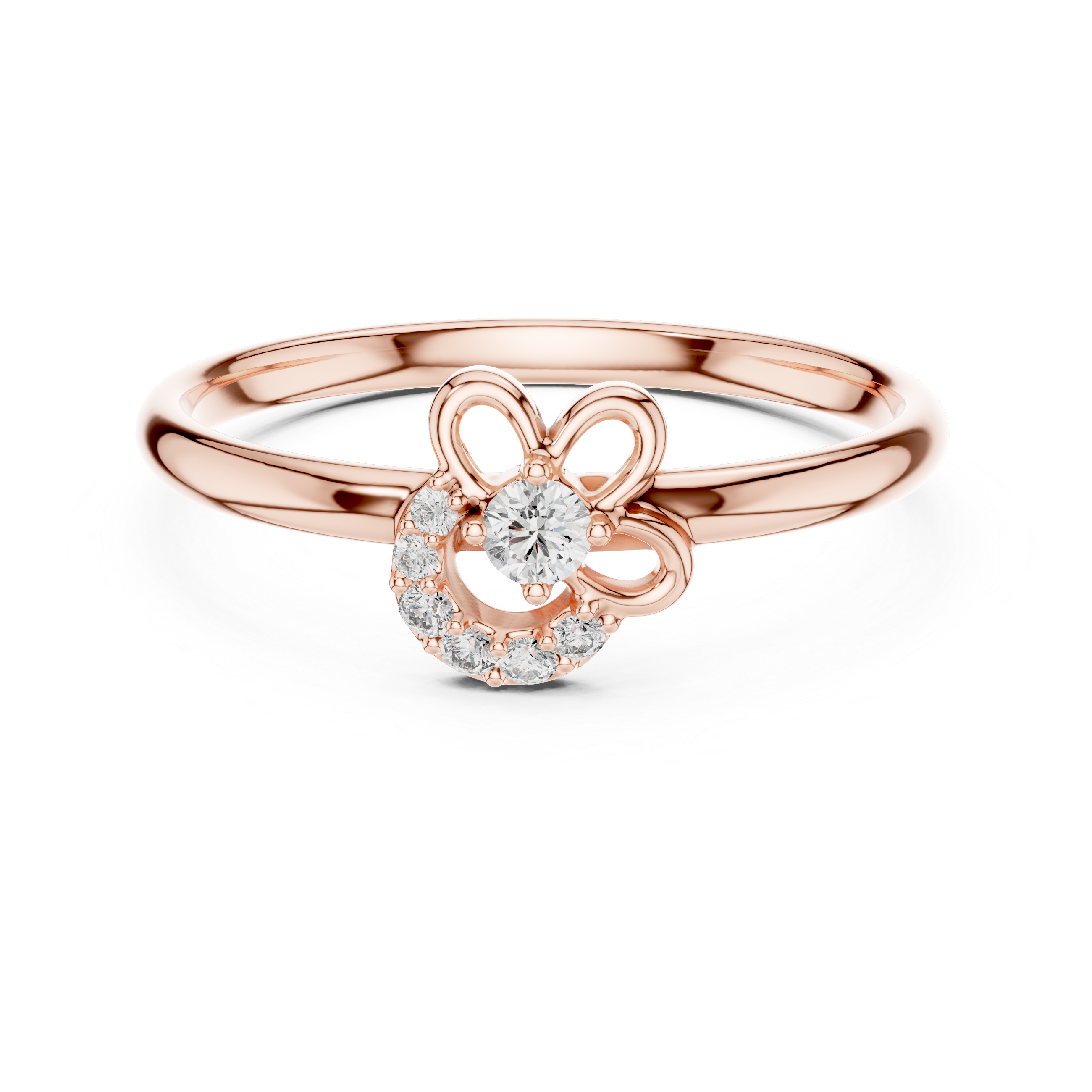 Delicate Floral Diamond Ring with Open Petal Detail