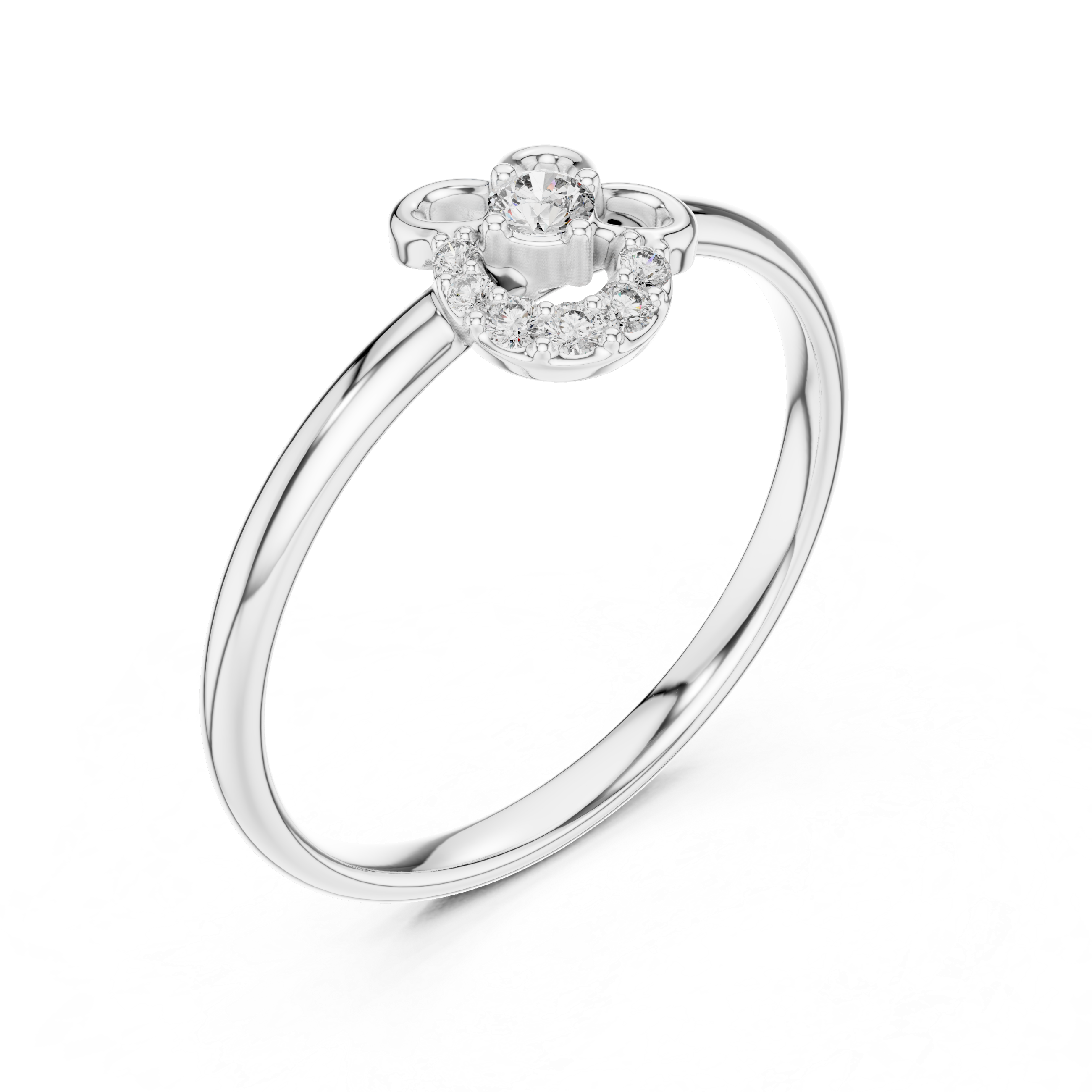Delicate Floral Diamond Ring with Open Petal Detail