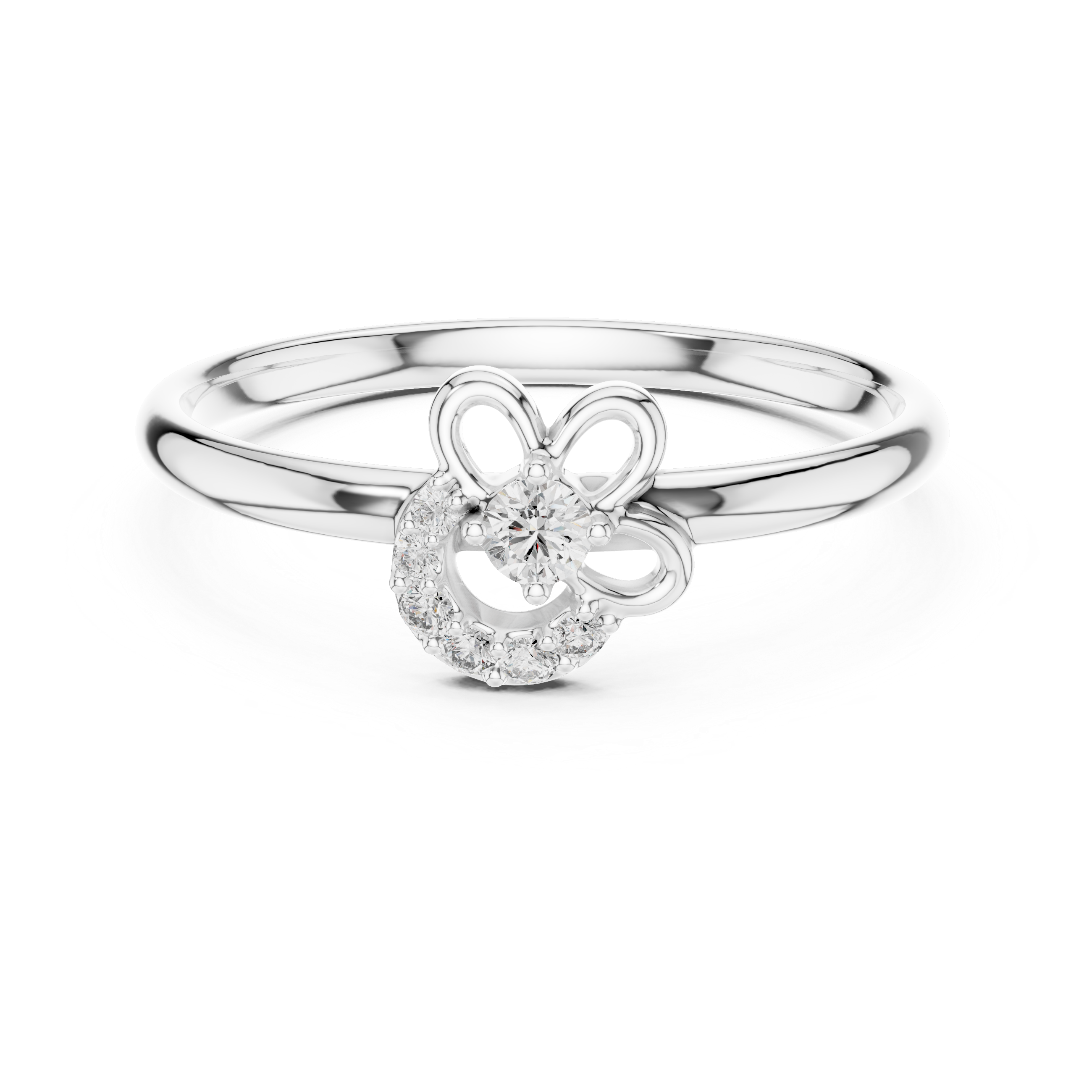Delicate Floral Diamond Ring with Open Petal Detail