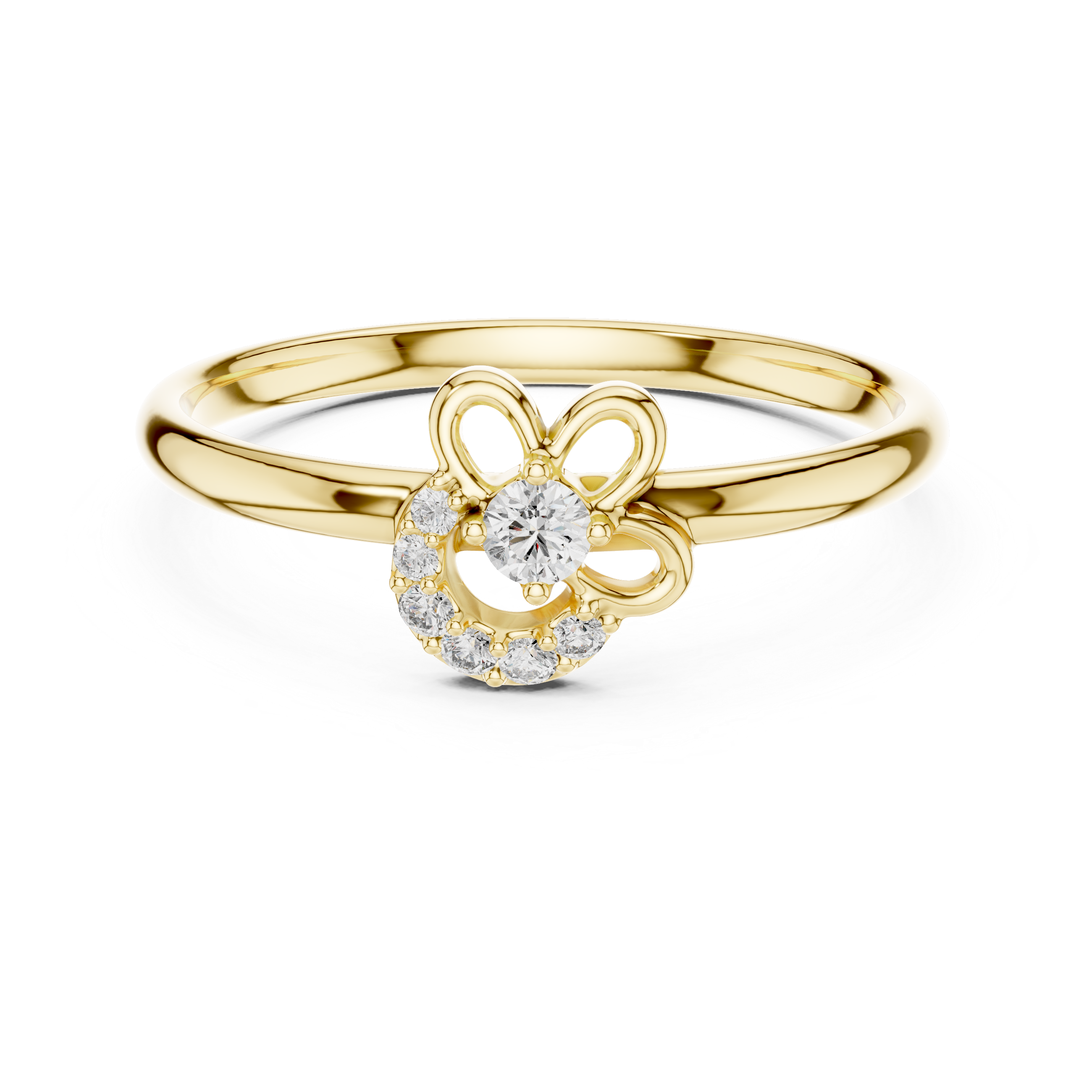 Delicate Floral Diamond Ring with Open Petal Detail