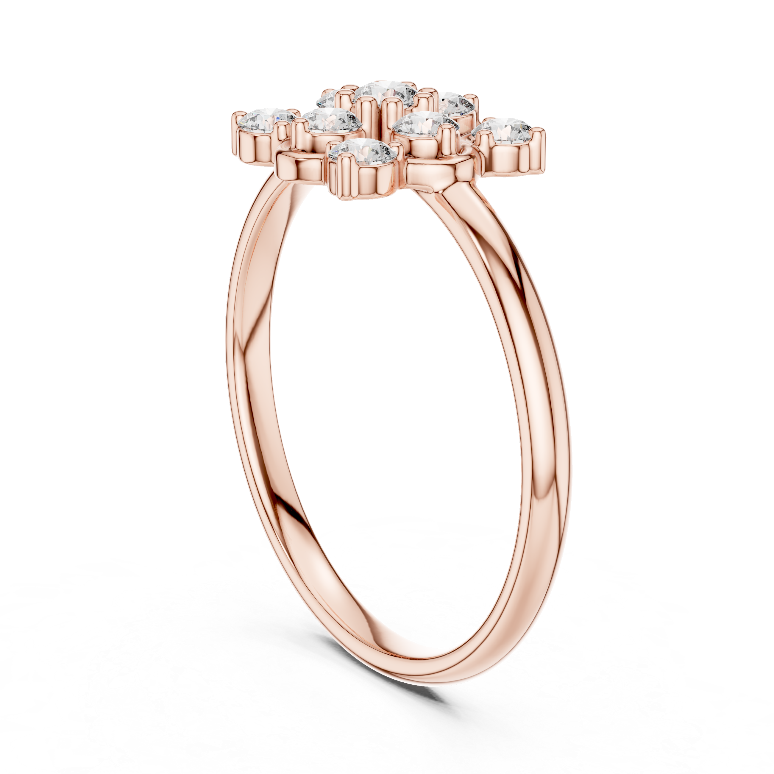 Floral Diamond Cluster Ring with Multi-Stone Halo Design
