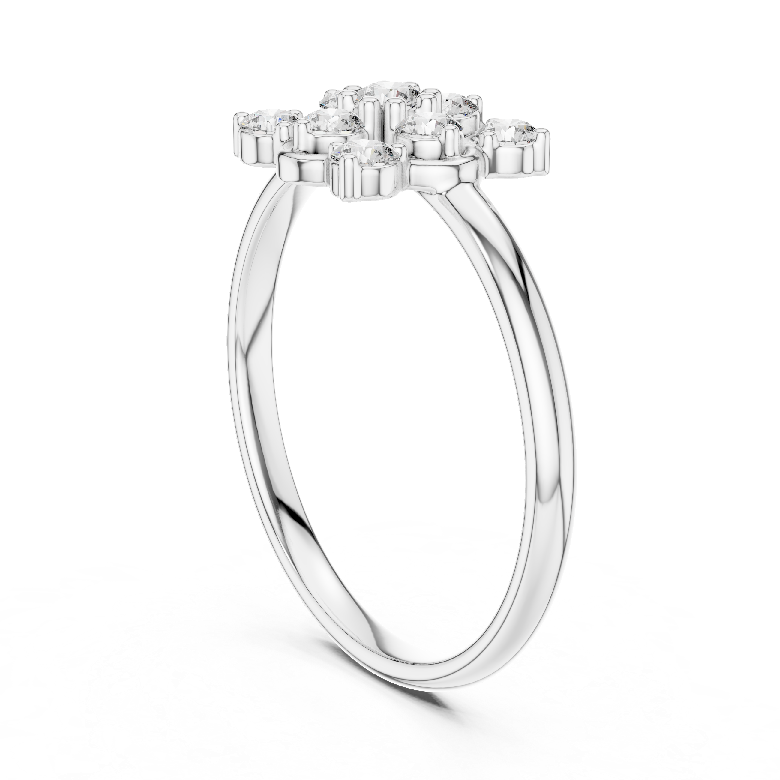 Floral Diamond Cluster Ring with Multi-Stone Halo Design