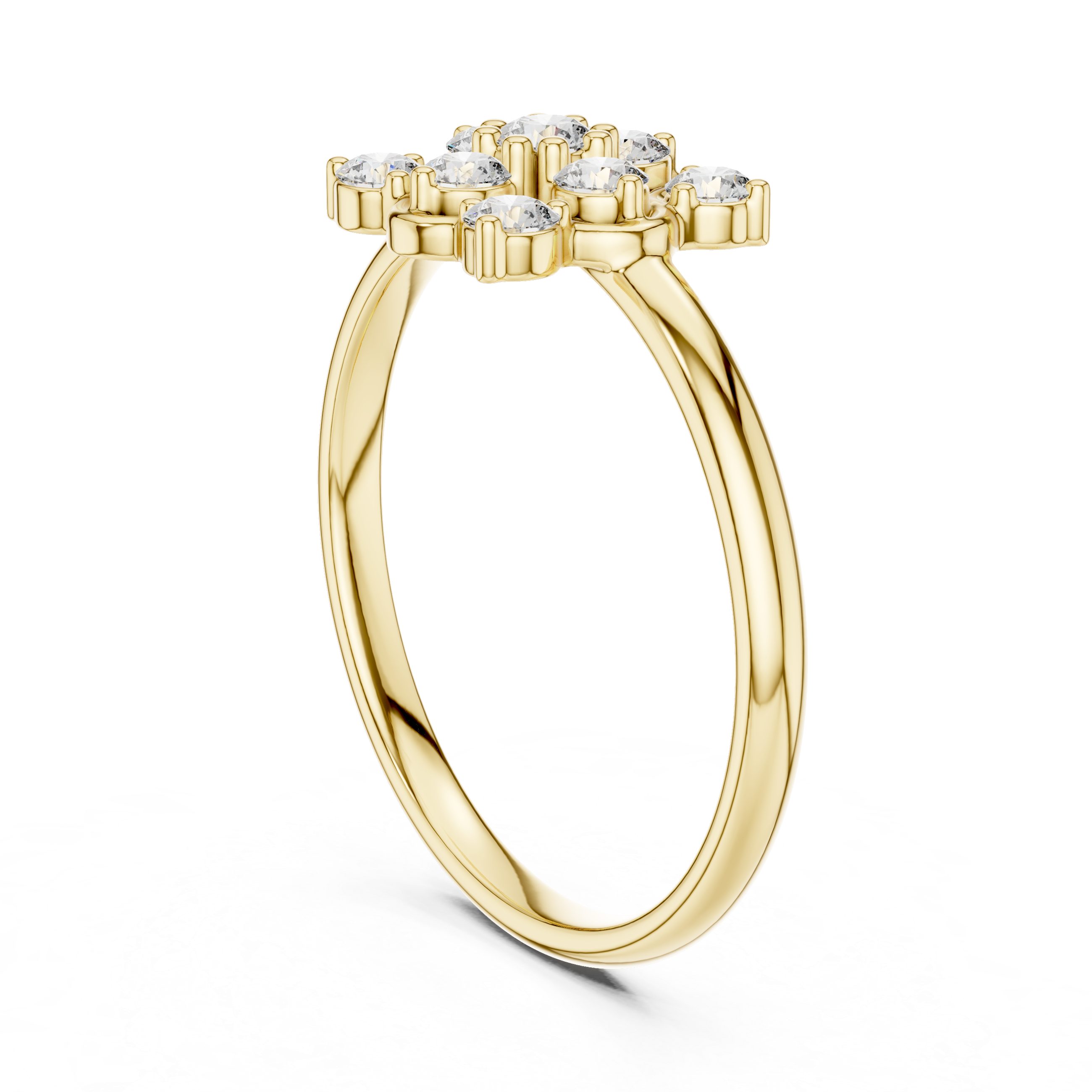 Floral Diamond Cluster Ring with Multi-Stone Halo Design